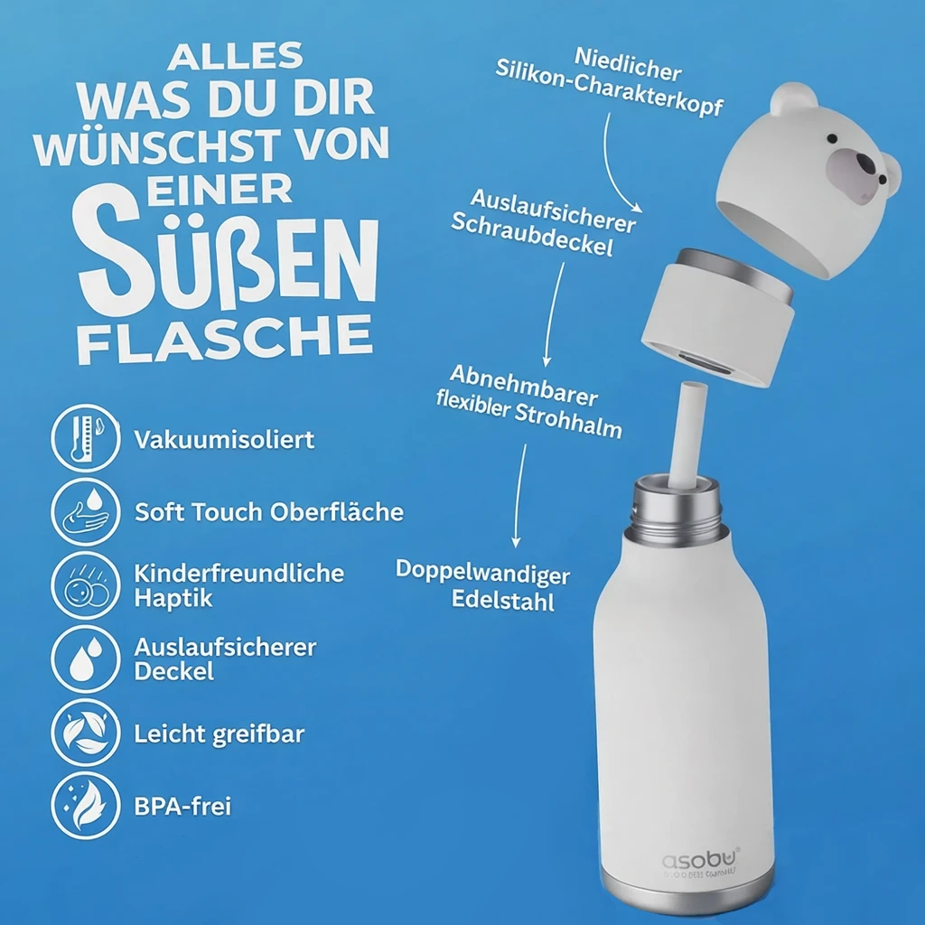 Asobu Bestie Bottle Chillington Trinkflasche Eisbär 475 ml