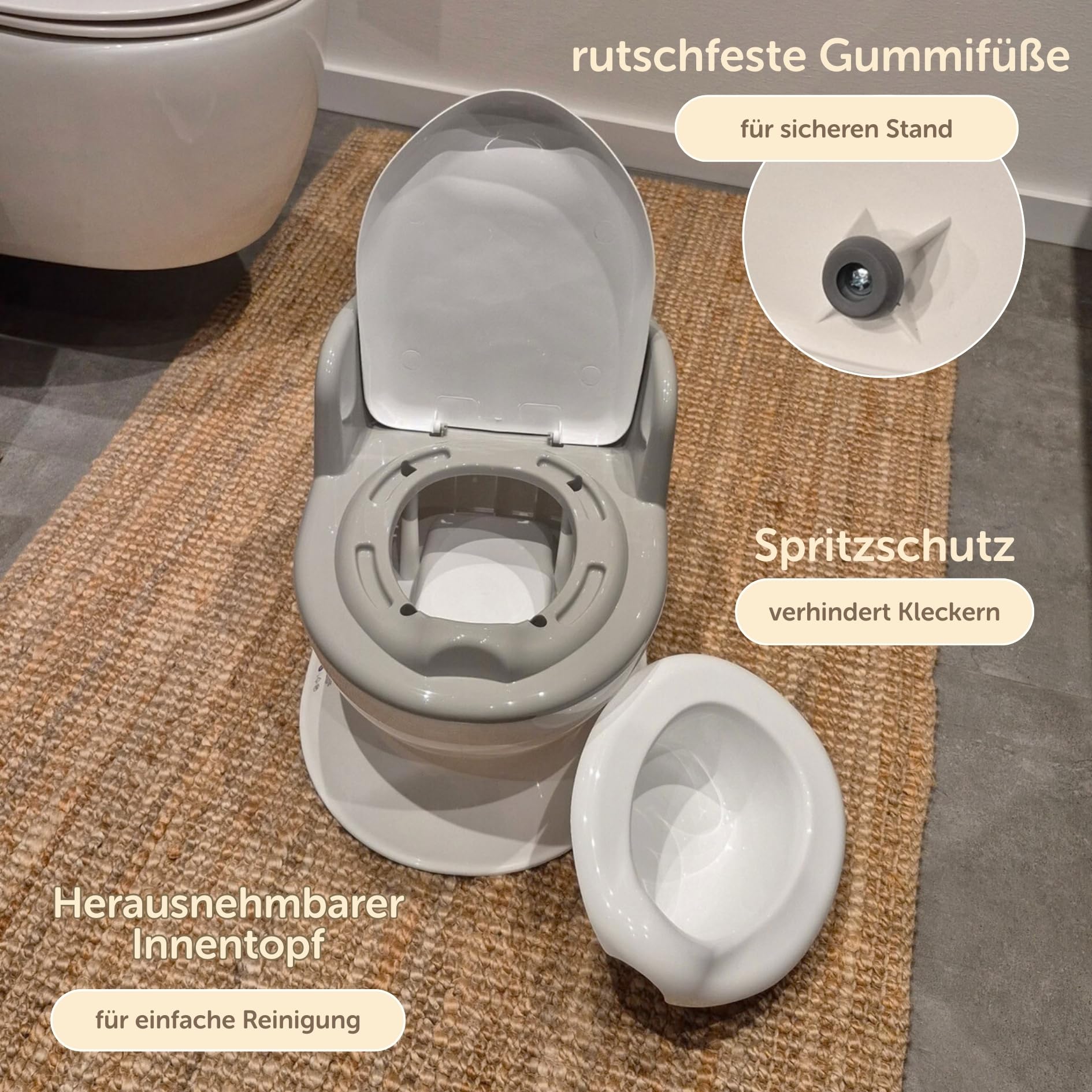 Little Star Kindertoilette Töpfchen Weiß Rückenlehne 30 kg