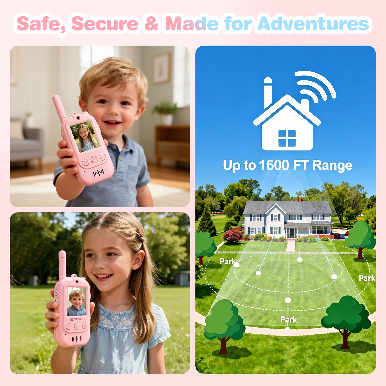 SKYROKU Video Walkie Talkies Kinder rosa 2er Set
