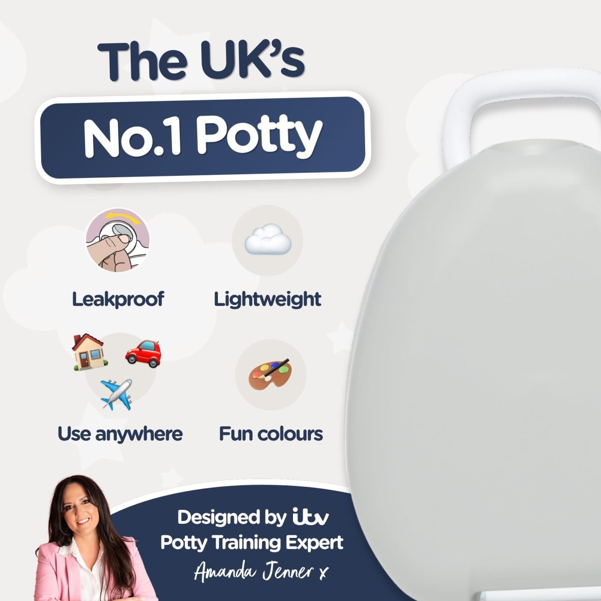 My Carry Potty Pearl Grey Töpfchen Grau auslaufsicher mit Deckel