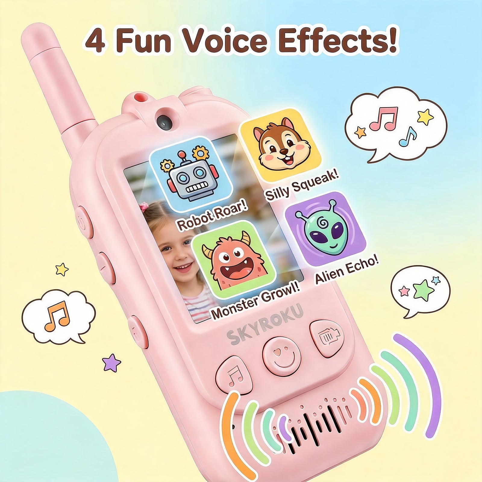 SKYROKU Video Walkie Talkies Funkgerät Blau-Pink 2er-Set