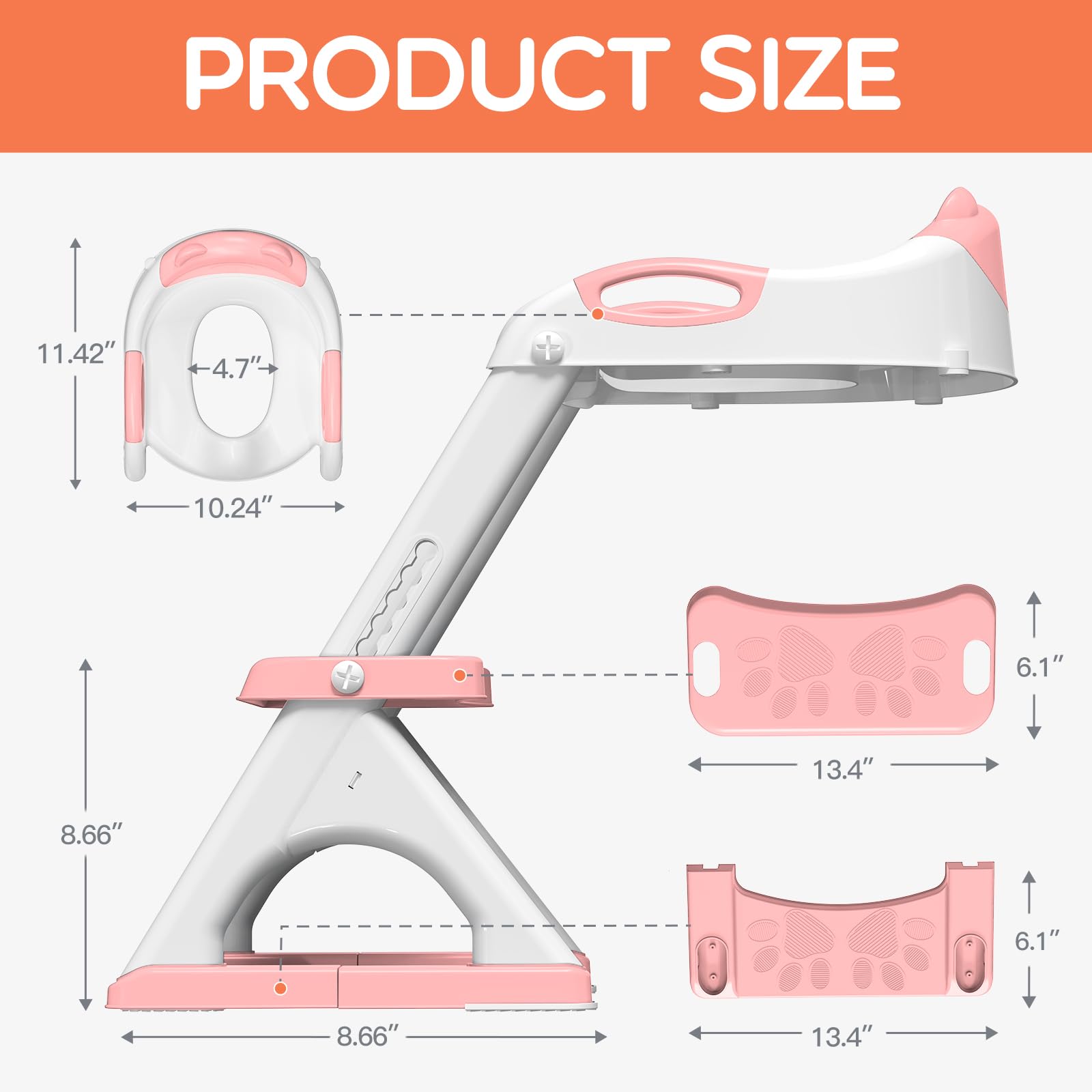 SKYROKU 8899 Toilettensitz mit Treppe rosa 2in1