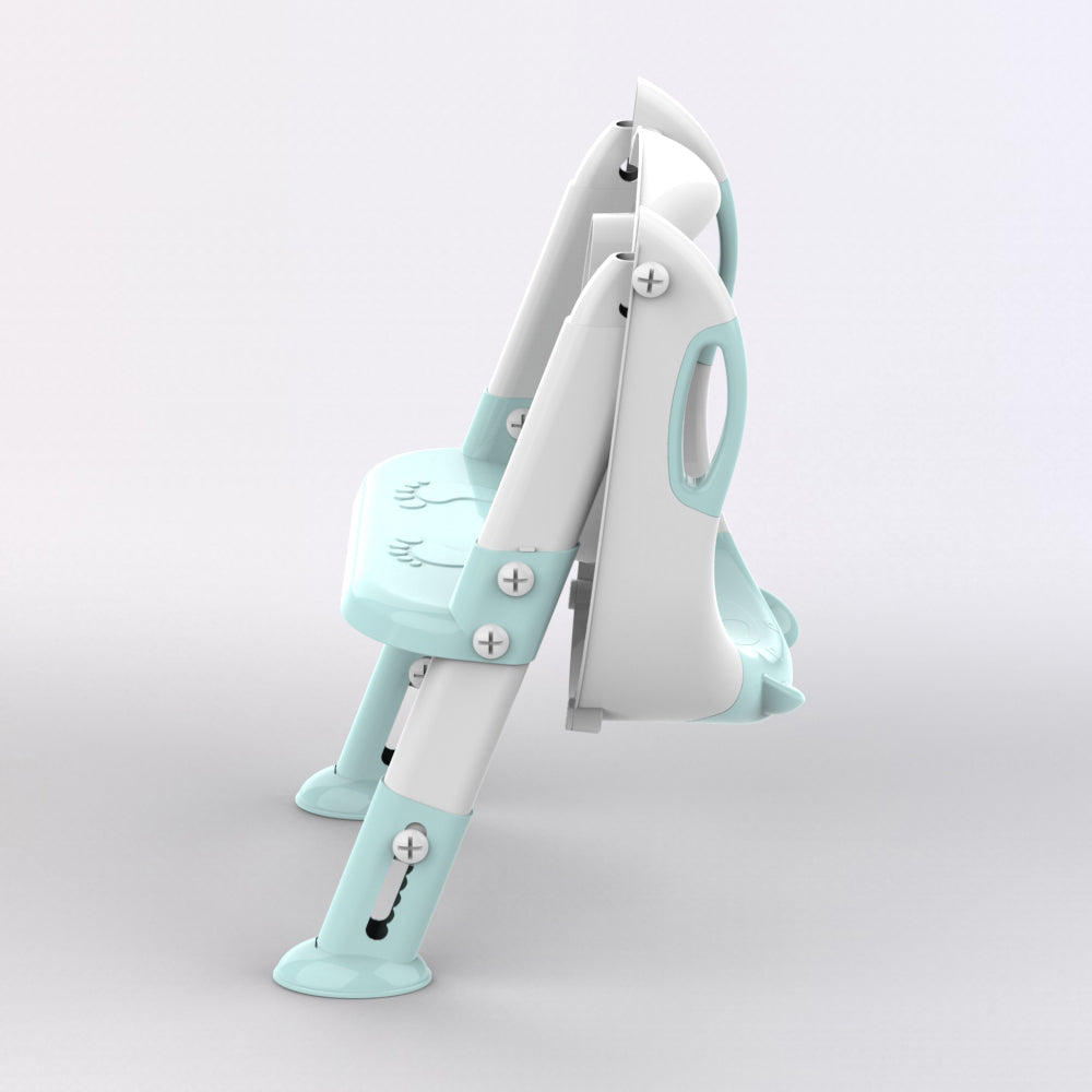 SKYROKU 8838 Toilettensitz mit Treppe Blau rutschfest