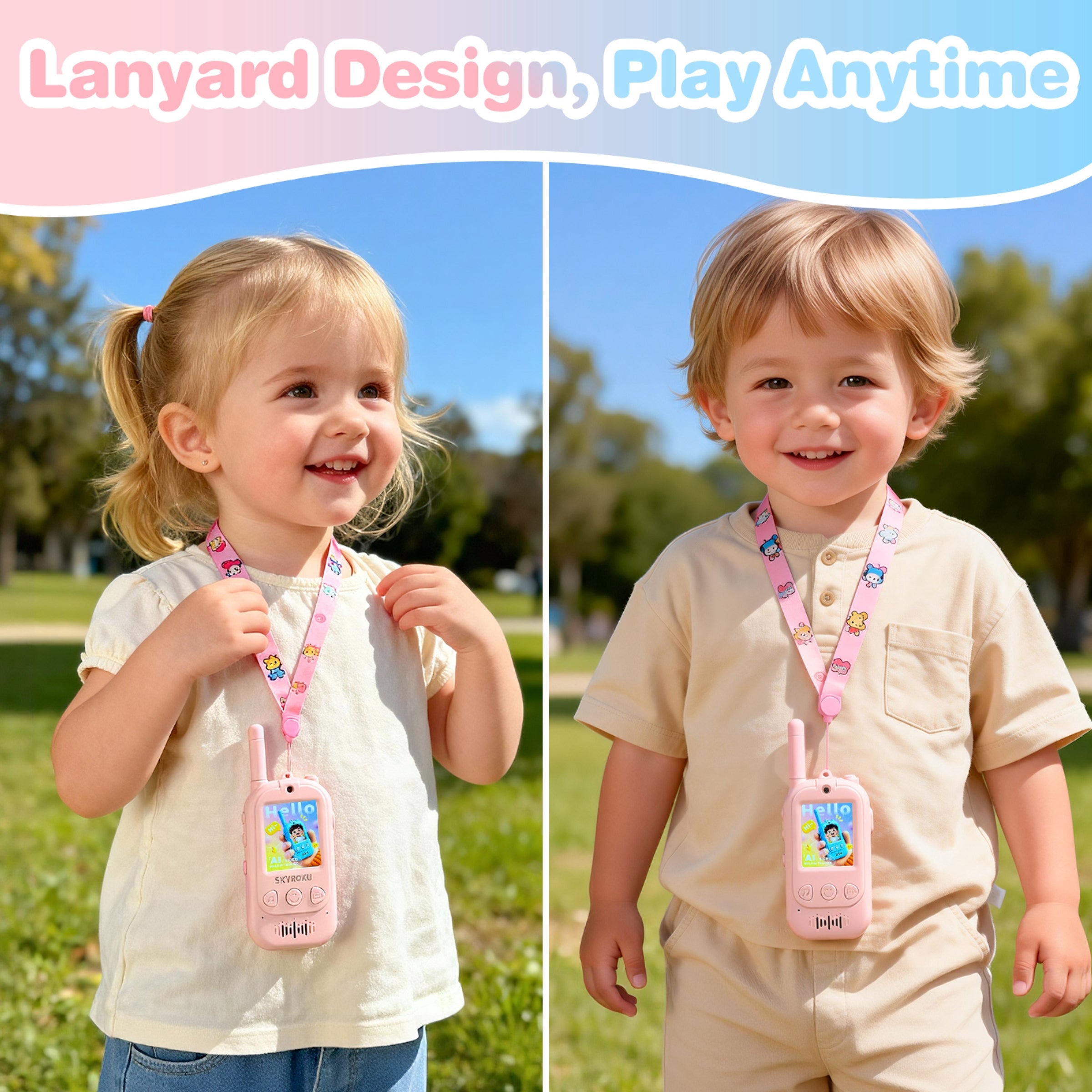 SKYROKU Video Walkie Talkies Kinder rosa 2er Set