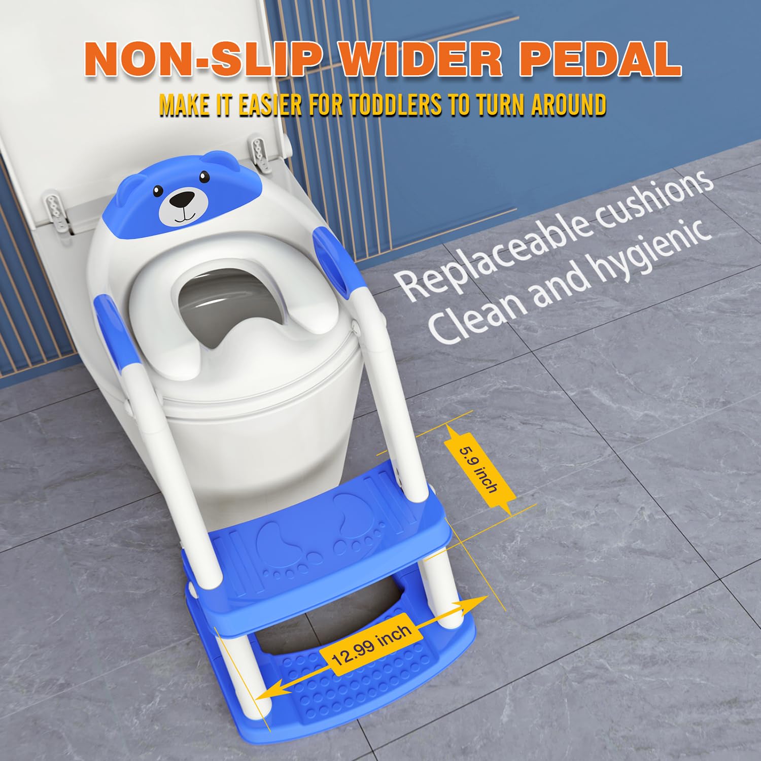 SKYROKU 8898 Toilettensitz mit Treppe saphirblau 2in1