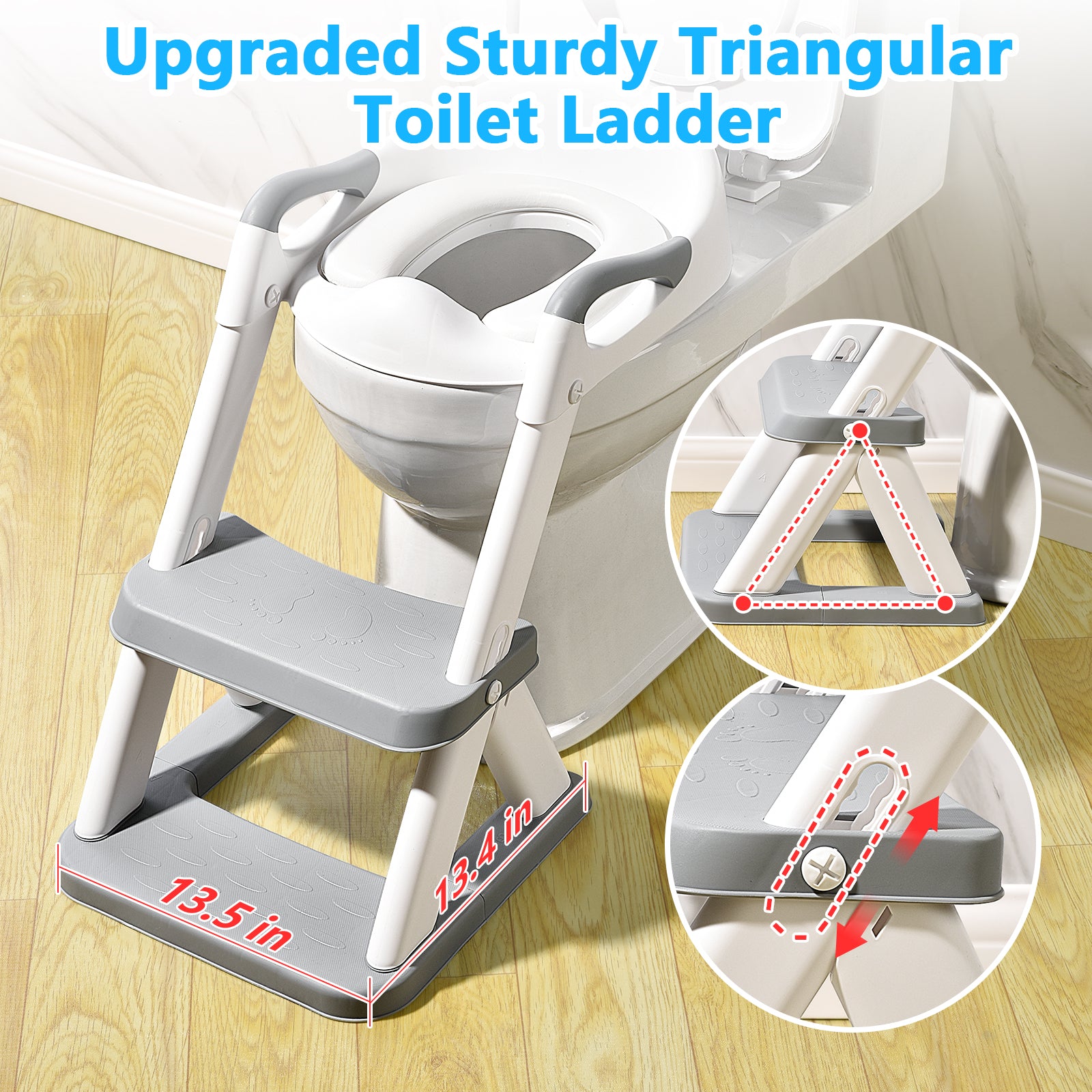 SKYROKU 8868 Toilettensitz mit Treppe Grau klappbar