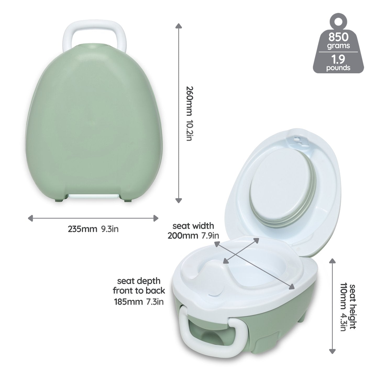 My Carry Potty Ultimate Töpfchen Set Salbeigrün 2-3 Jahre