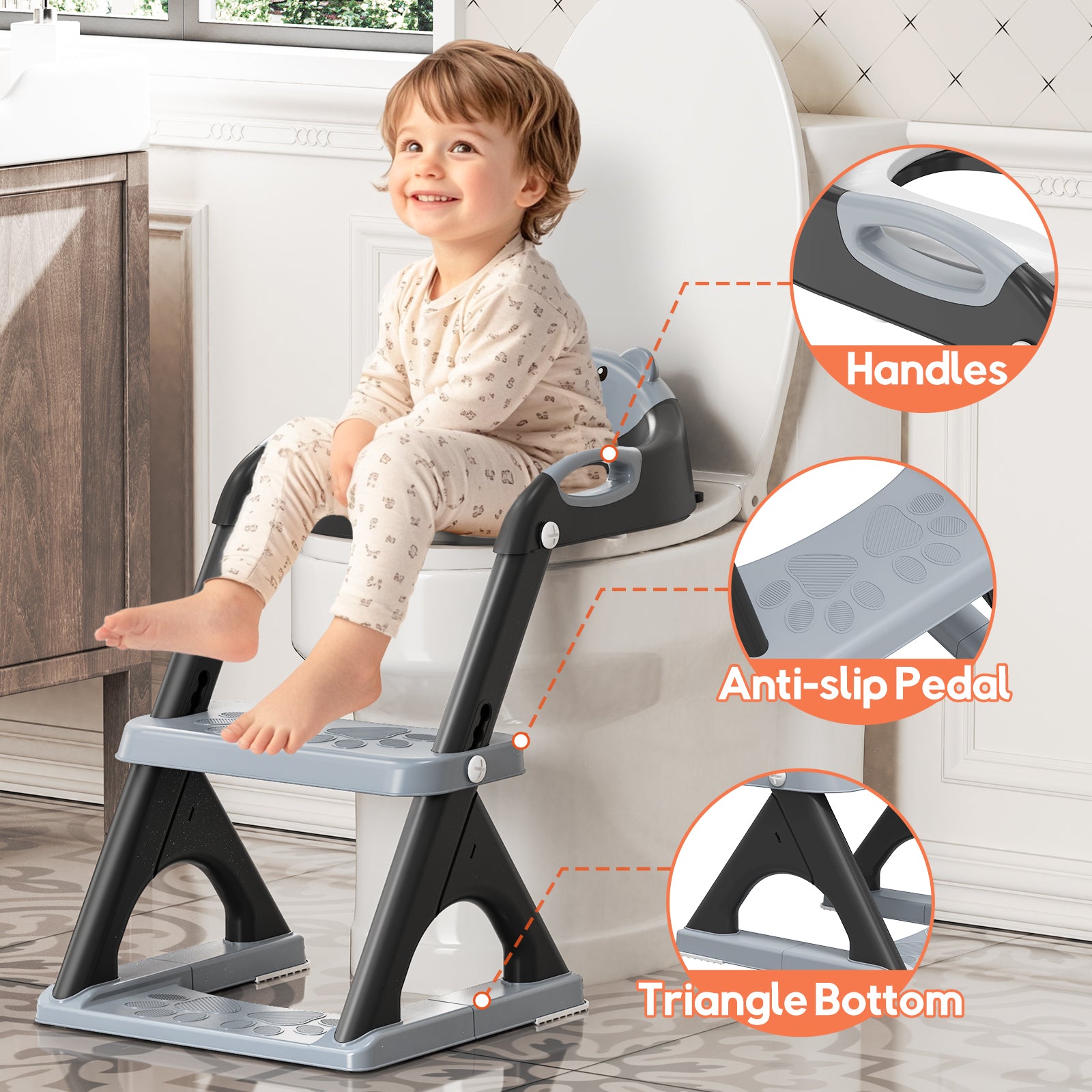 SKYROKU 8899 Model Toilettensitz mit Treppe verstellbar