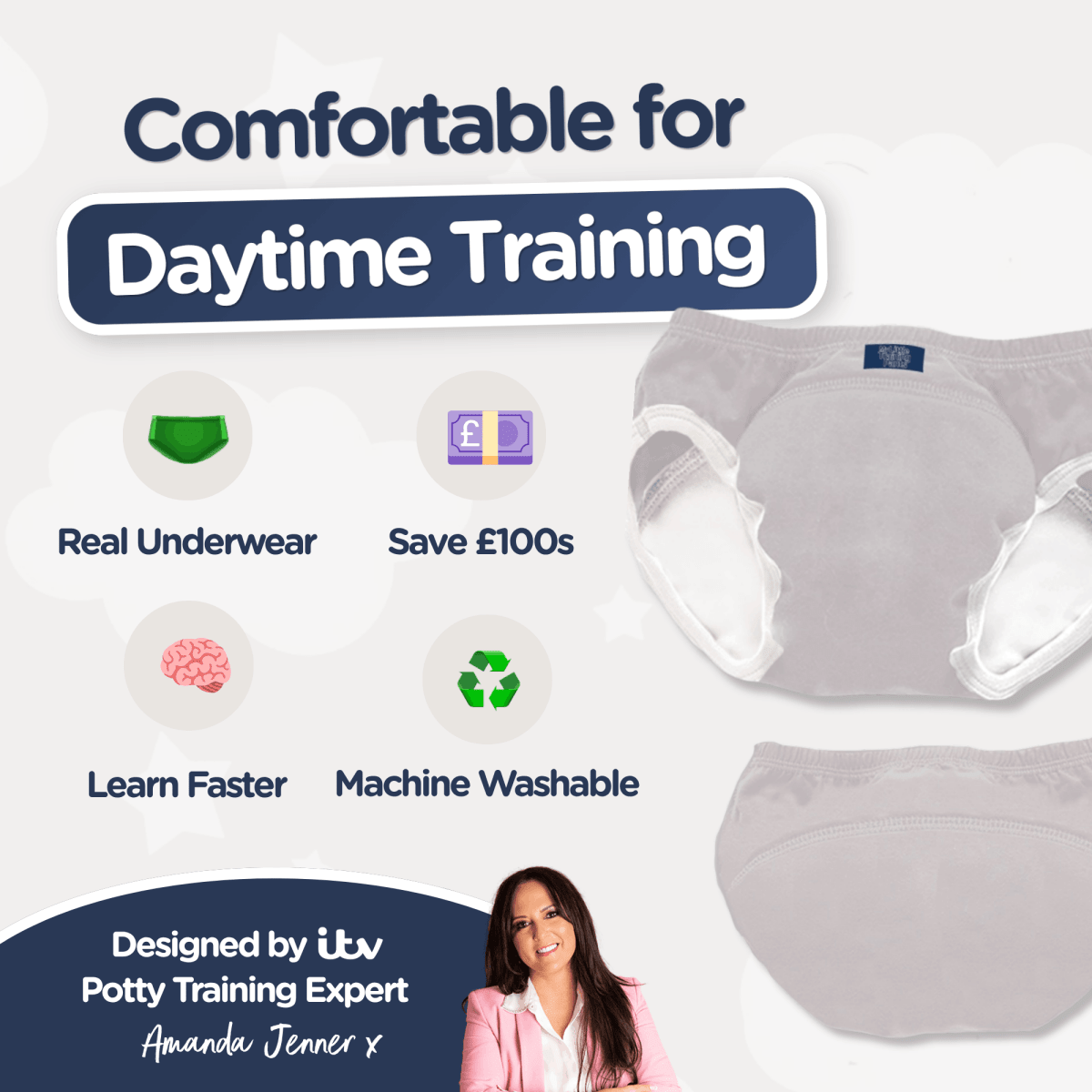 My Carry Potty Training Pants Pearl Grey Bio 3er-Pack 18-24 Monate