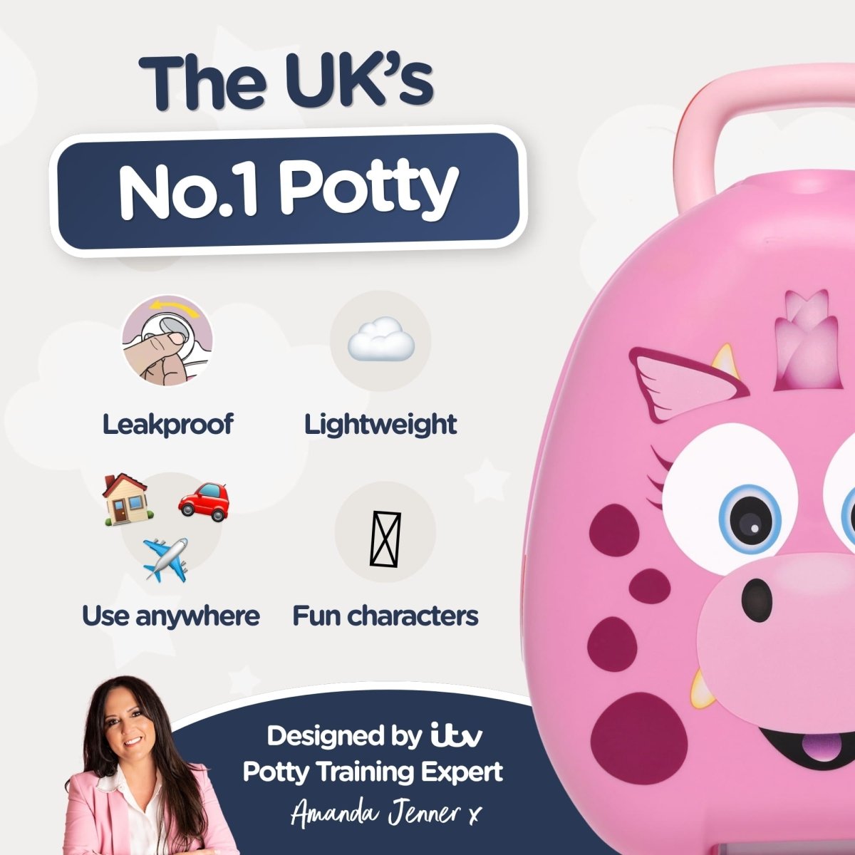My Carry Potty Reise Töpfchen Drache rosa mit Deckel