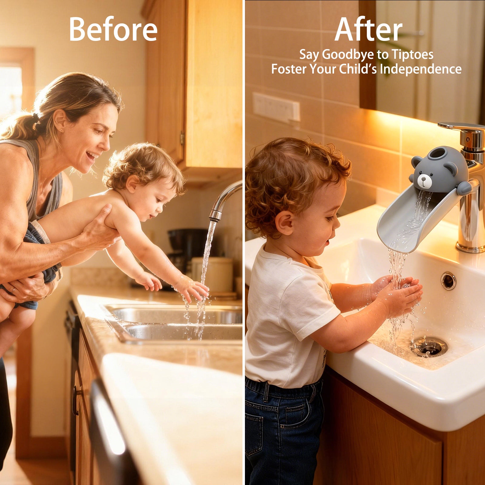 SKYROKU Bear Faucet Extender Wasserhahnverlängerung Grau 2er Pack
