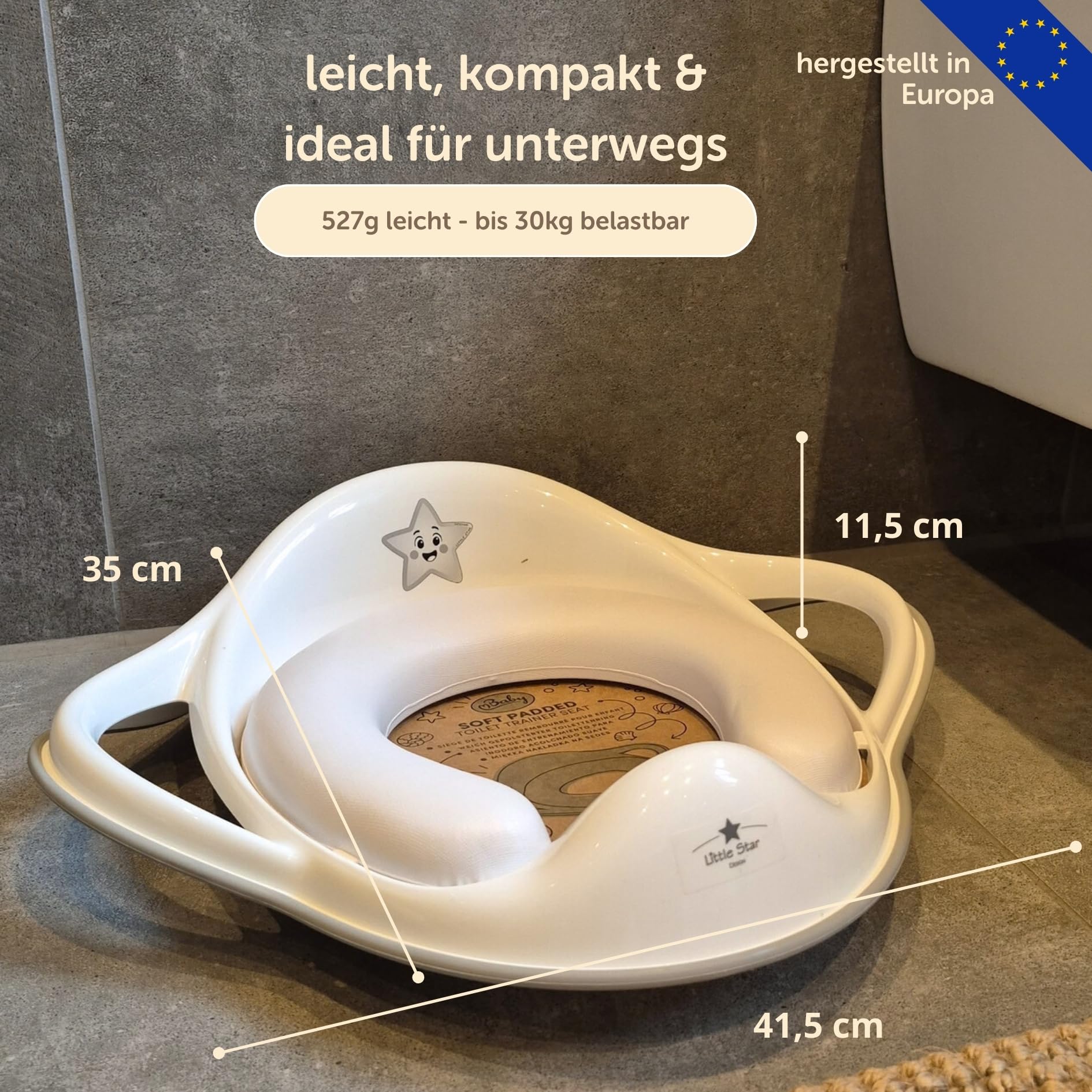 Little Star Gepolsterter Toilettensitz mit Griffen ab 2 J.