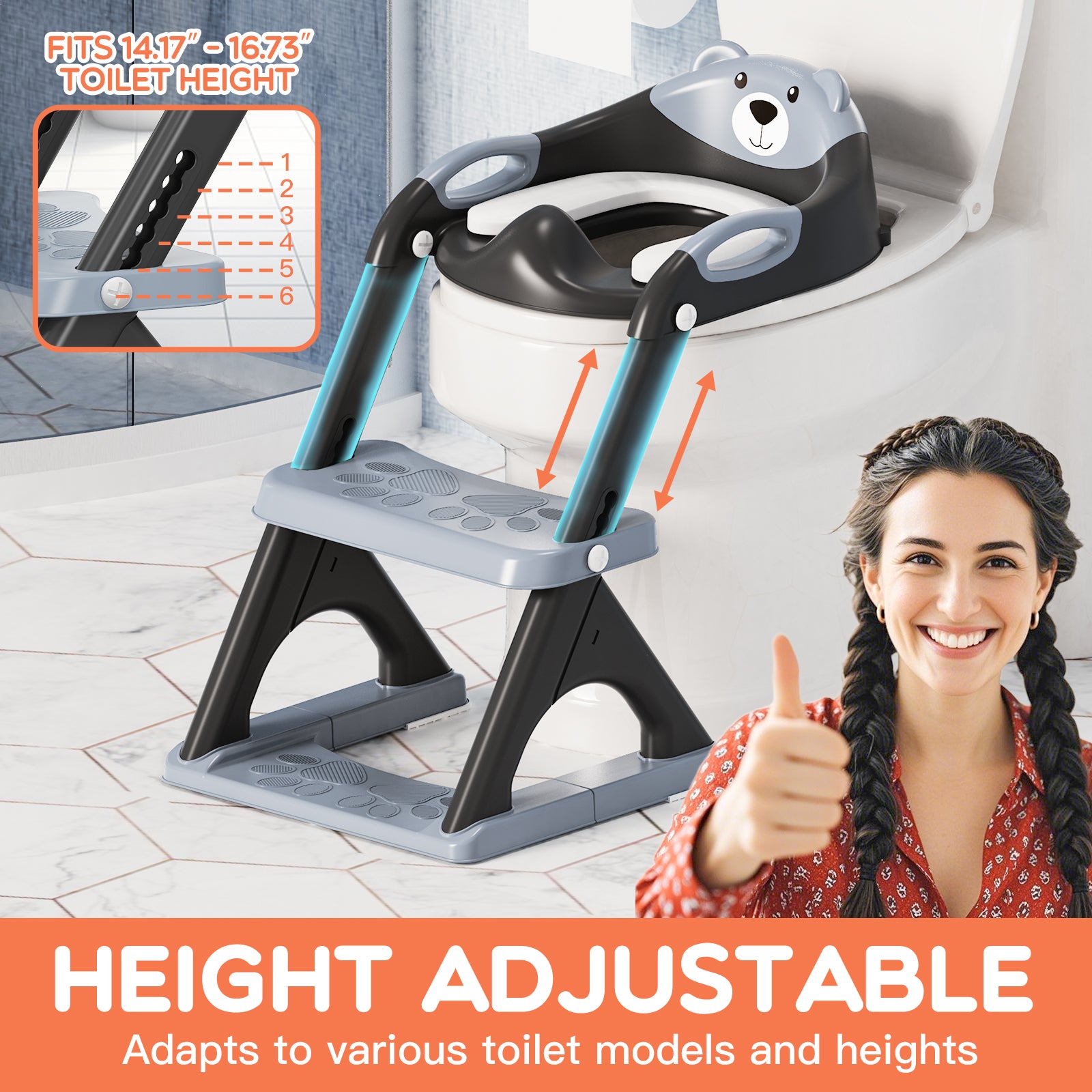 SKYROKU 8899 Model Toilettensitz mit Treppe verstellbar