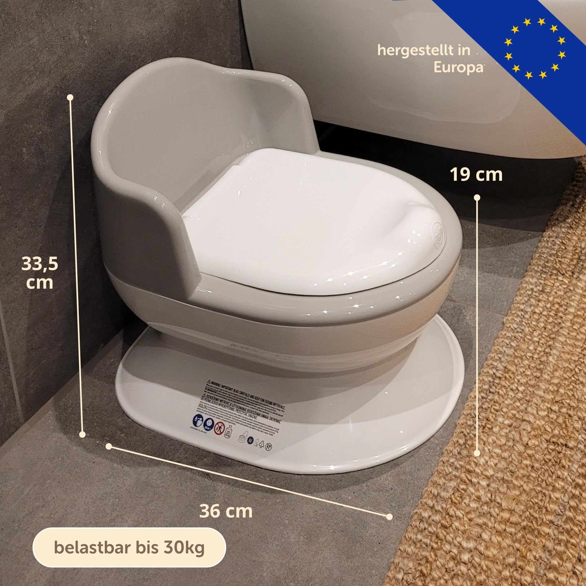 Little Star Kindertoilette Töpfchen Weiß Rückenlehne 30 kg
