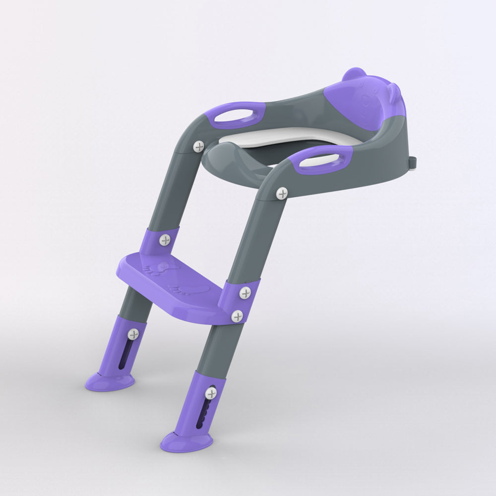 SKYROKU 8838 Toilettensitz mit Treppe Grau-Lila rutschfest