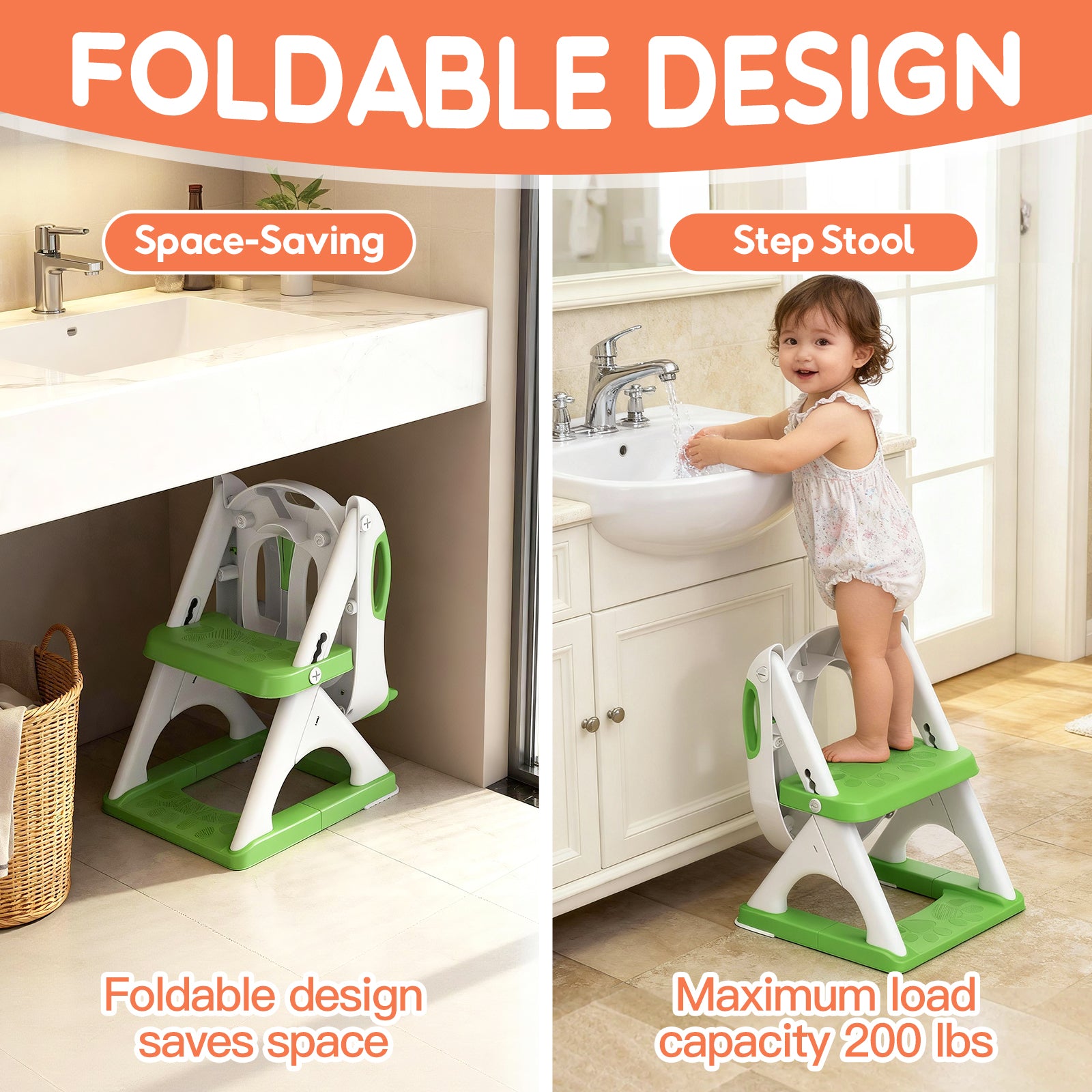 SKYROKU 8899 Toilettensitz mit Treppe grün 2in1