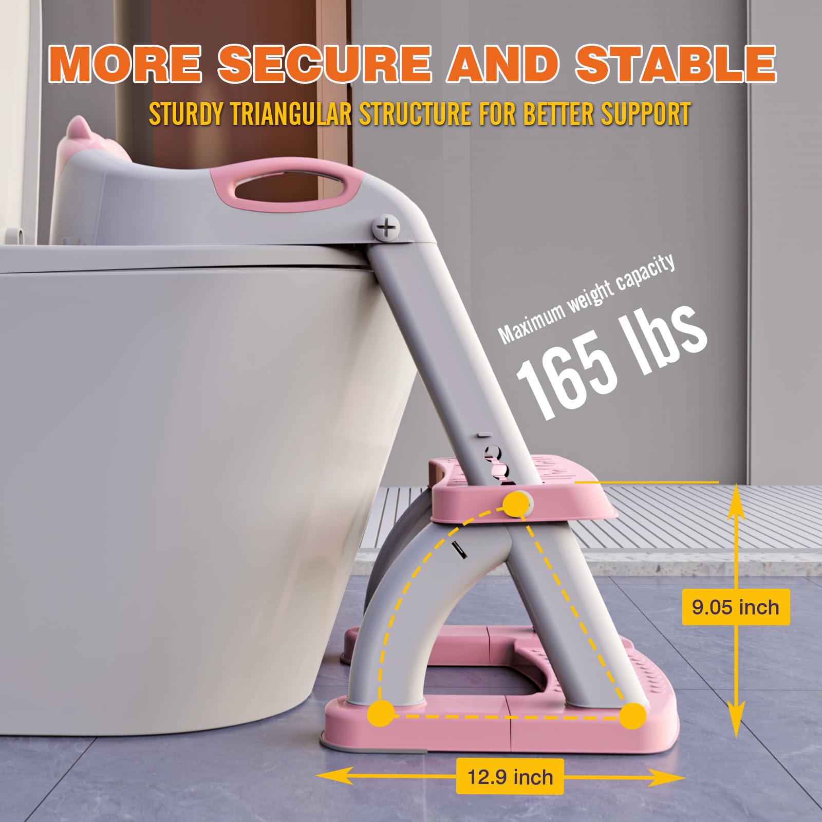 SKYROKU 8898 Toilettensitz mit Treppe Rosa klappbar