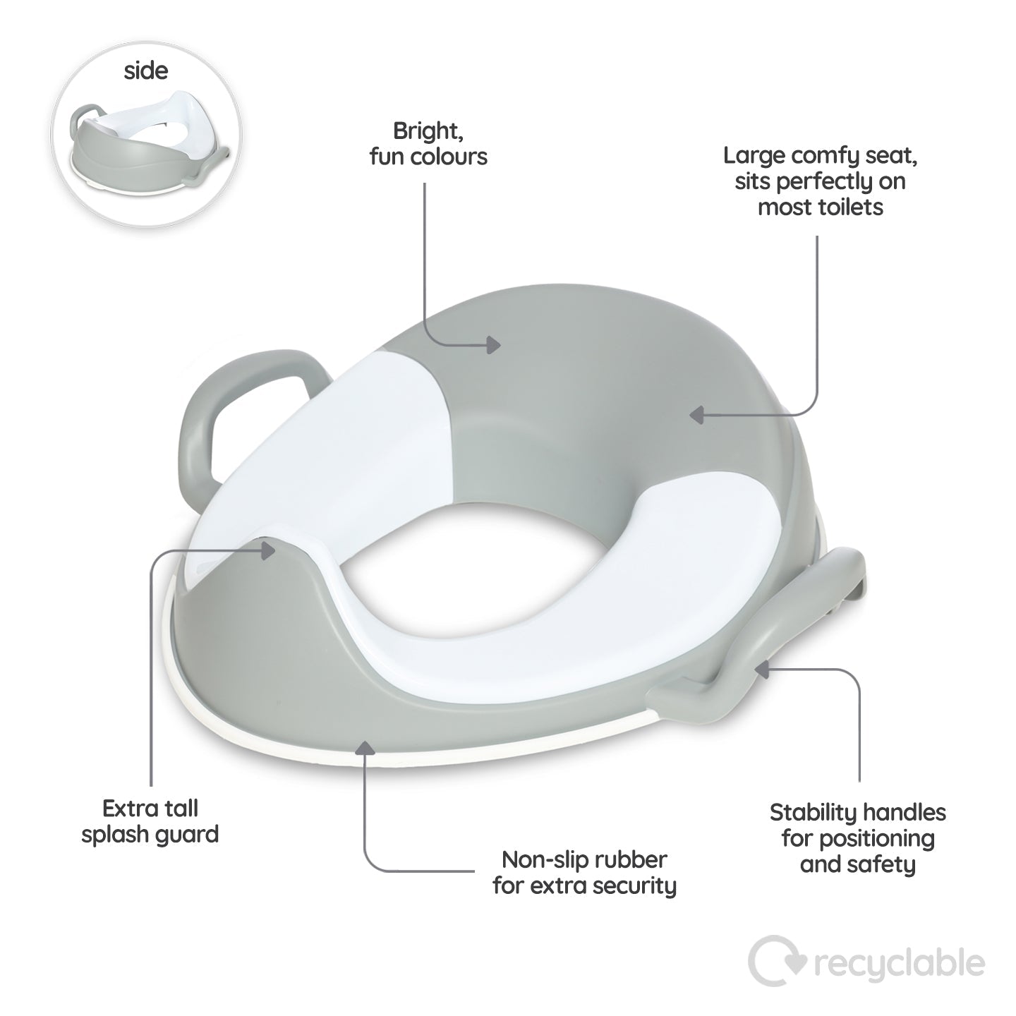 My Carry Potty Trainer Sitz + Hocker Perlgrau Standardtoilette