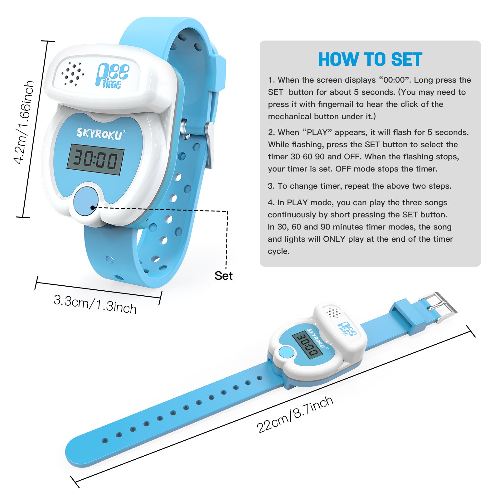 SKYROKU Potty Watch Töpfchentrainingsuhr Blau Silikon Timer