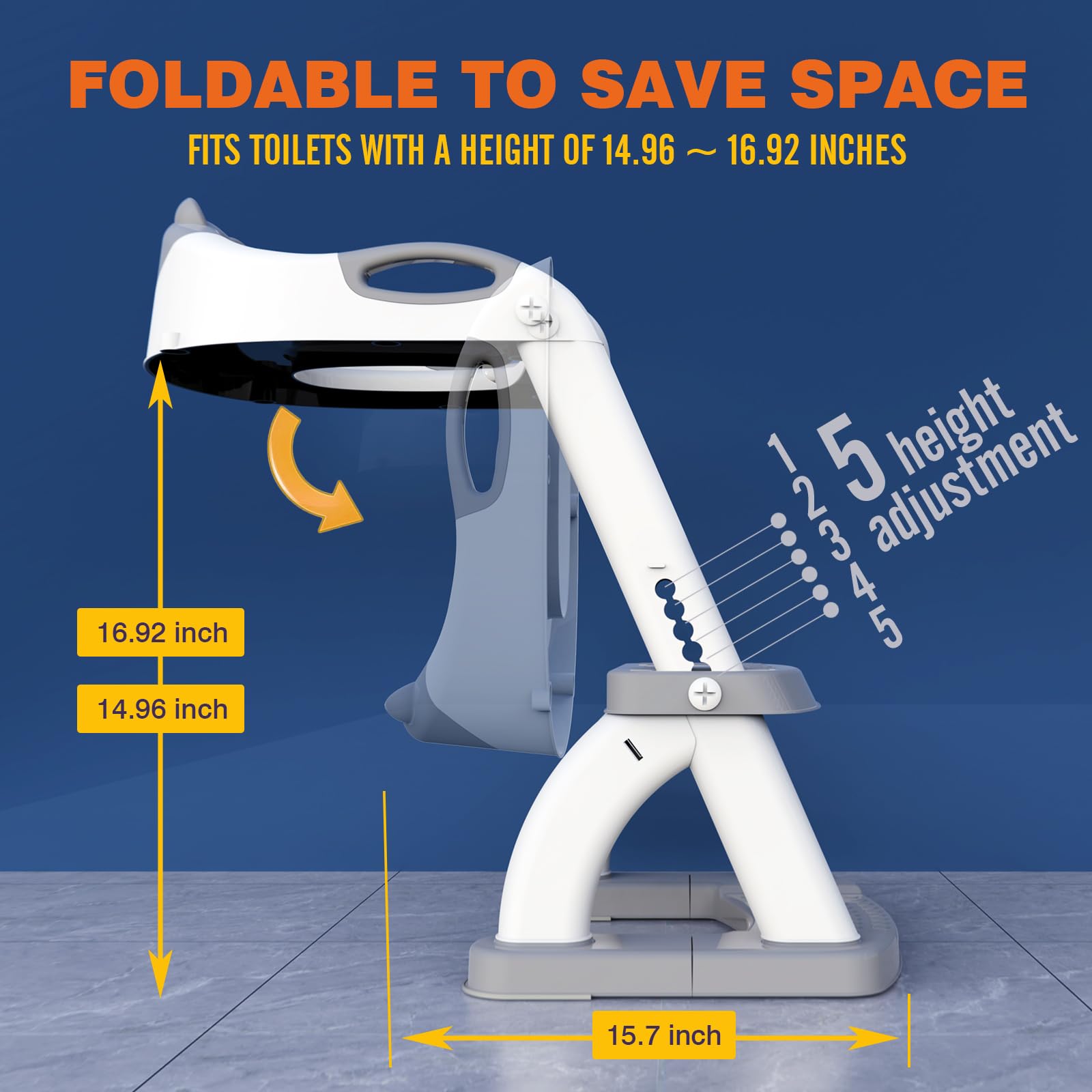 SKYROKU 8898 Toilettensitz mit Treppe Grau faltbar