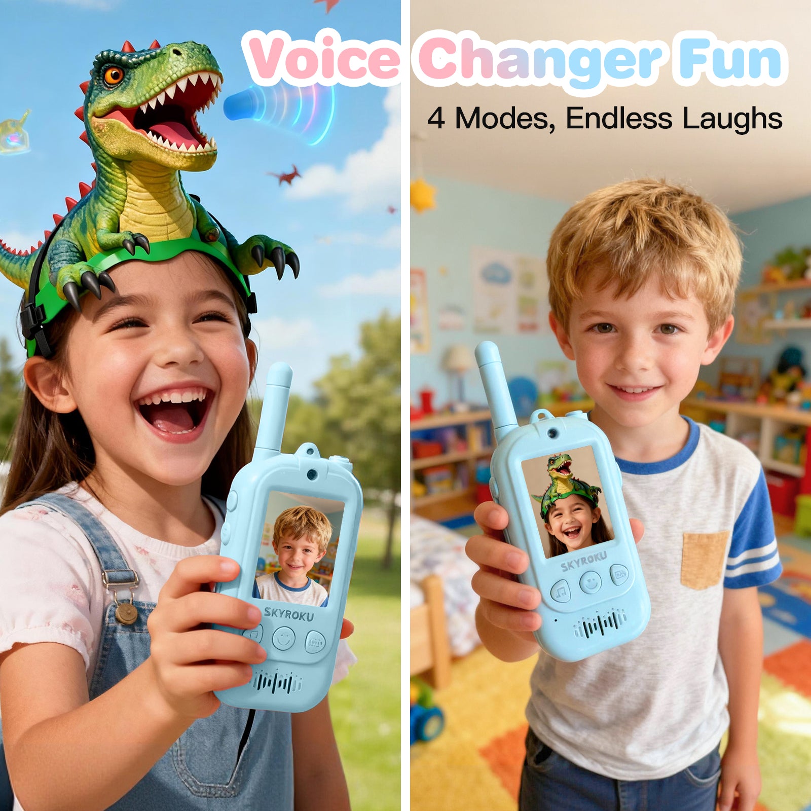 SKYROKU Video Walkie Talkies Funkgerät Blau-Blau 2er-Set