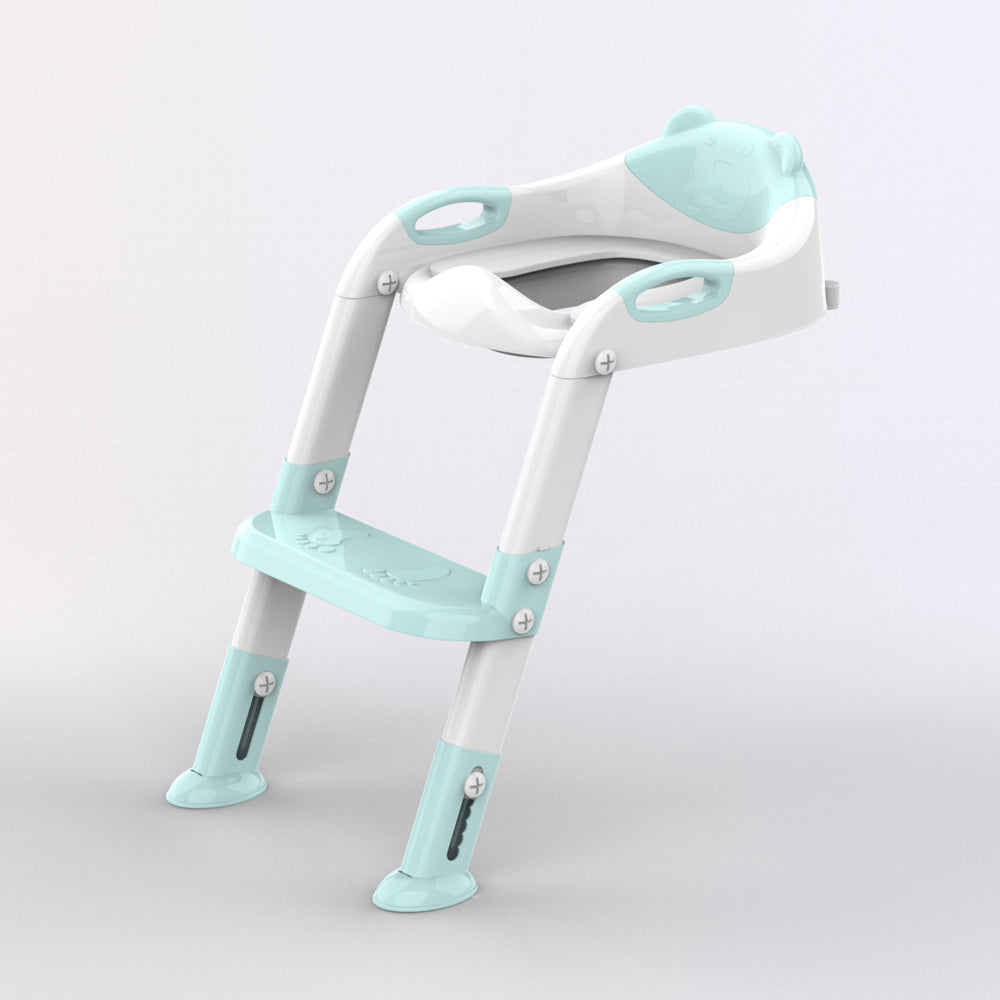 SKYROKU 8838 Toilettensitz mit Treppe Blau rutschfest