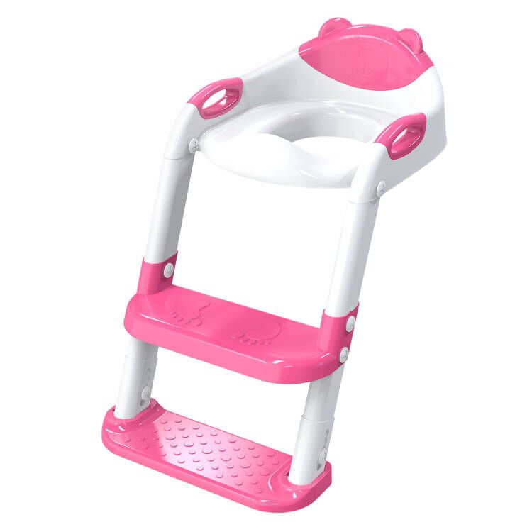 SKYROKU 8839 Toilettensitz mit Treppe Pink Doppelpedal