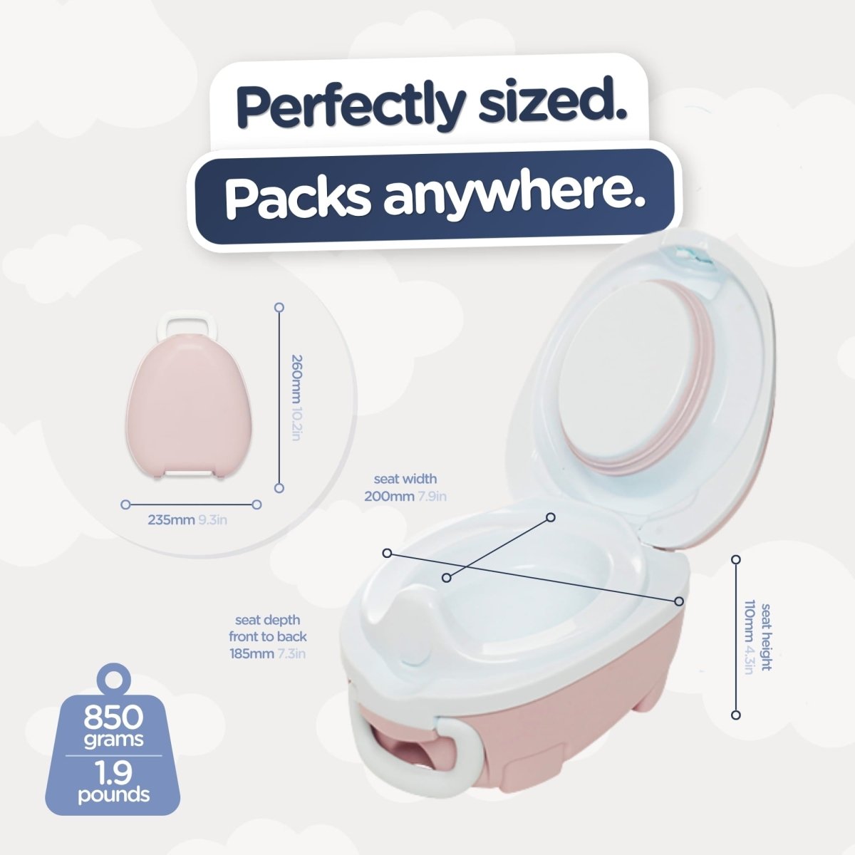 My Carry Potty Töpfchen Blush Pink auslaufsicher mit Deckel