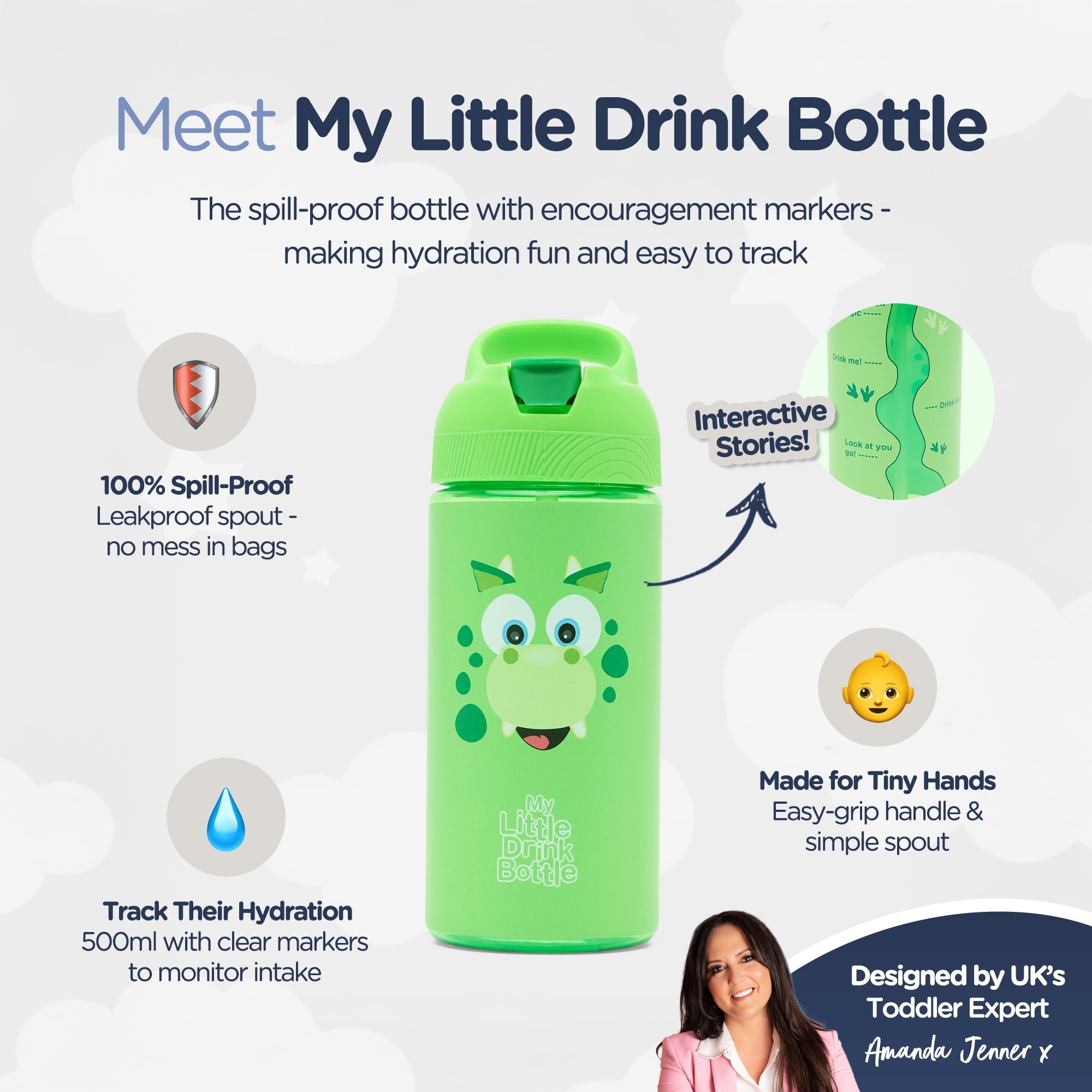 My Carry Potty Dinosaurier Trinkflasche 500ml mit Strohhalm