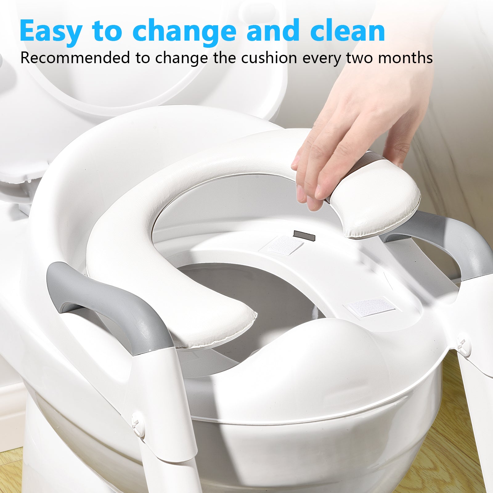SKYROKU 8868 Toilettensitz mit Treppe Grau klappbar