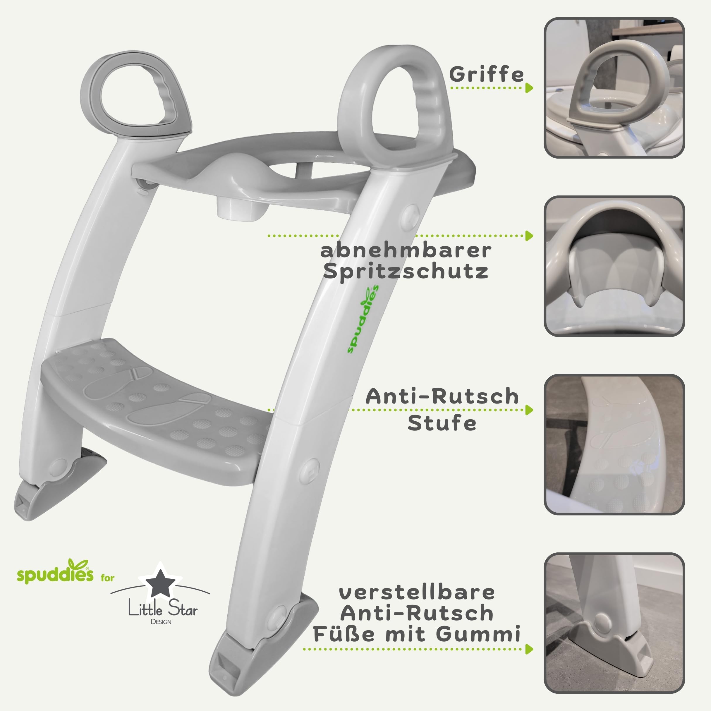Little Star Spuddies Toilettensitz mit Leiter Weiß-Grau klappbar