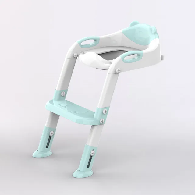 SKYROKU 8838 Toilettensitz mit Treppe Blau rutschfest