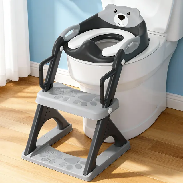 SKYROKU 8899Pro 2in1 Toilettensitz mit Treppe Schwarz rutschfest