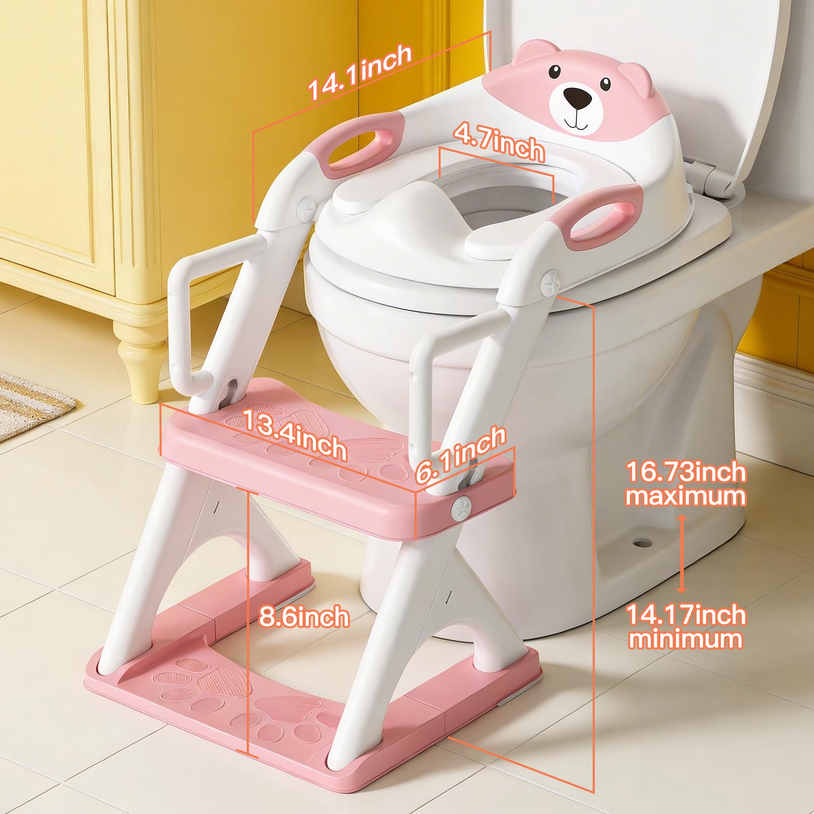 SKYROKU 8899Pro 2in1 Toilettensitz mit Treppe Pink Kunststoff