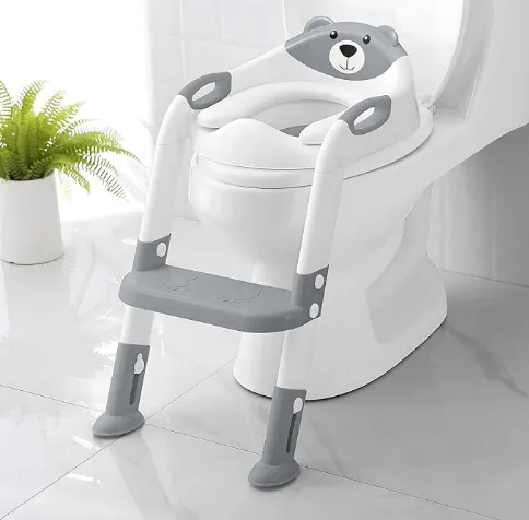 SKYROKU 8838 Toilettensitz mit Treppe Grau rutschfest