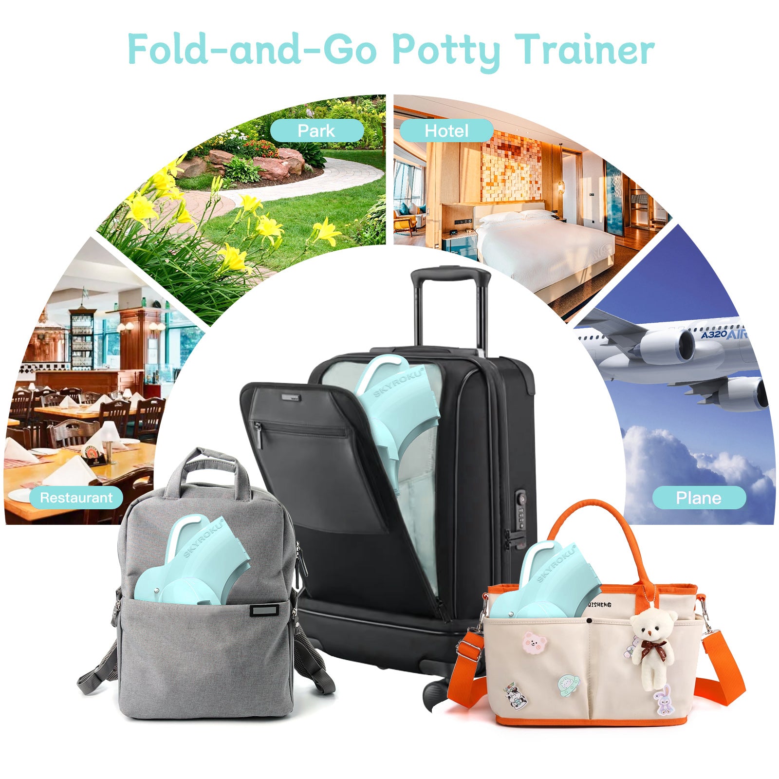SKYROKU Folding Travel Potty Seat Toilettenaufsatz Blau