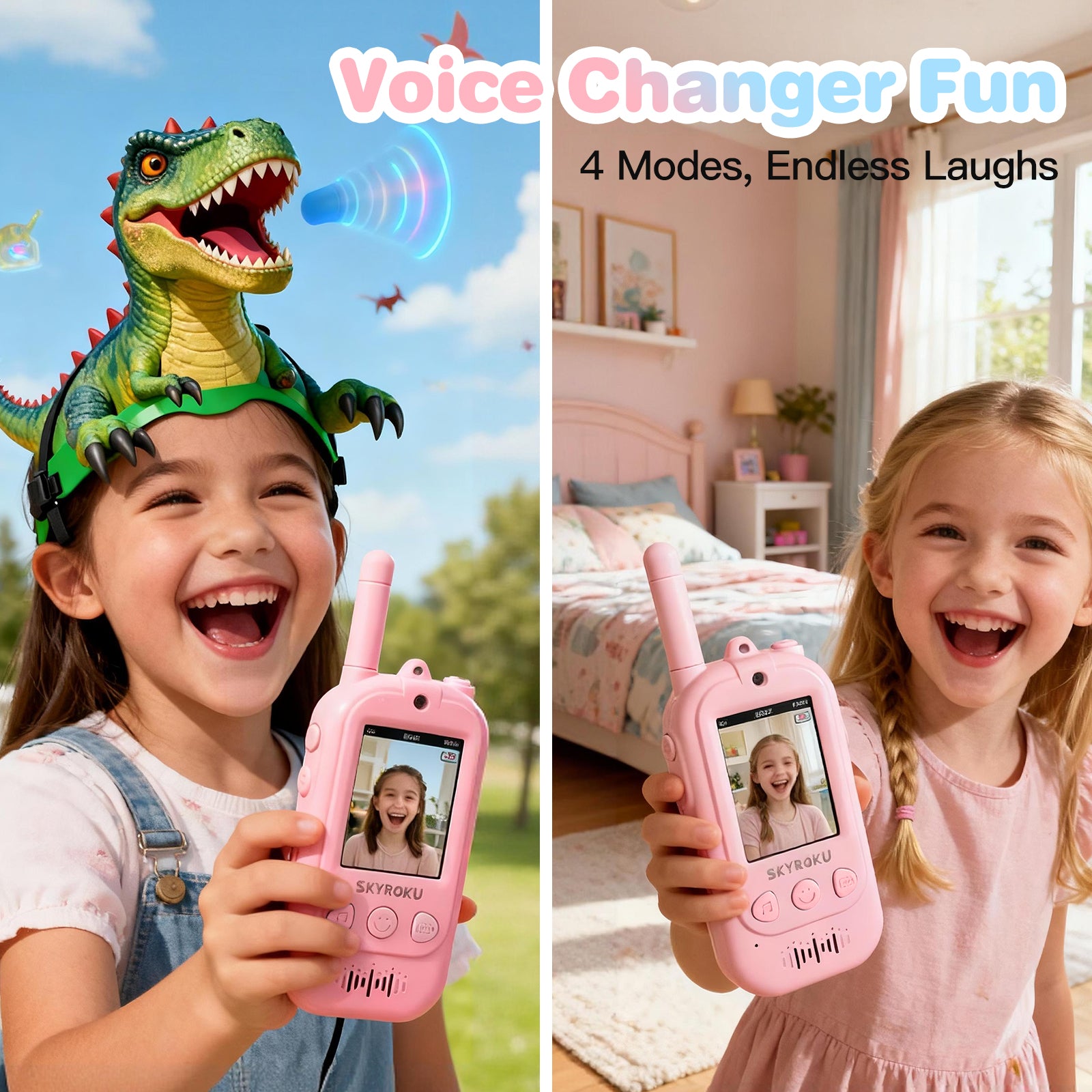 SKYROKU Video Walkie Talkies Kinder rosa 2er Set