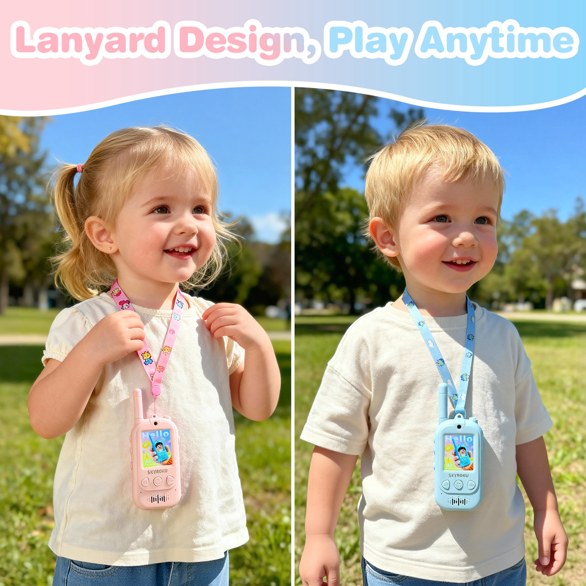 SKYROKU Video Walkie Talkies Funkgerät Blau-Pink 2er-Set
