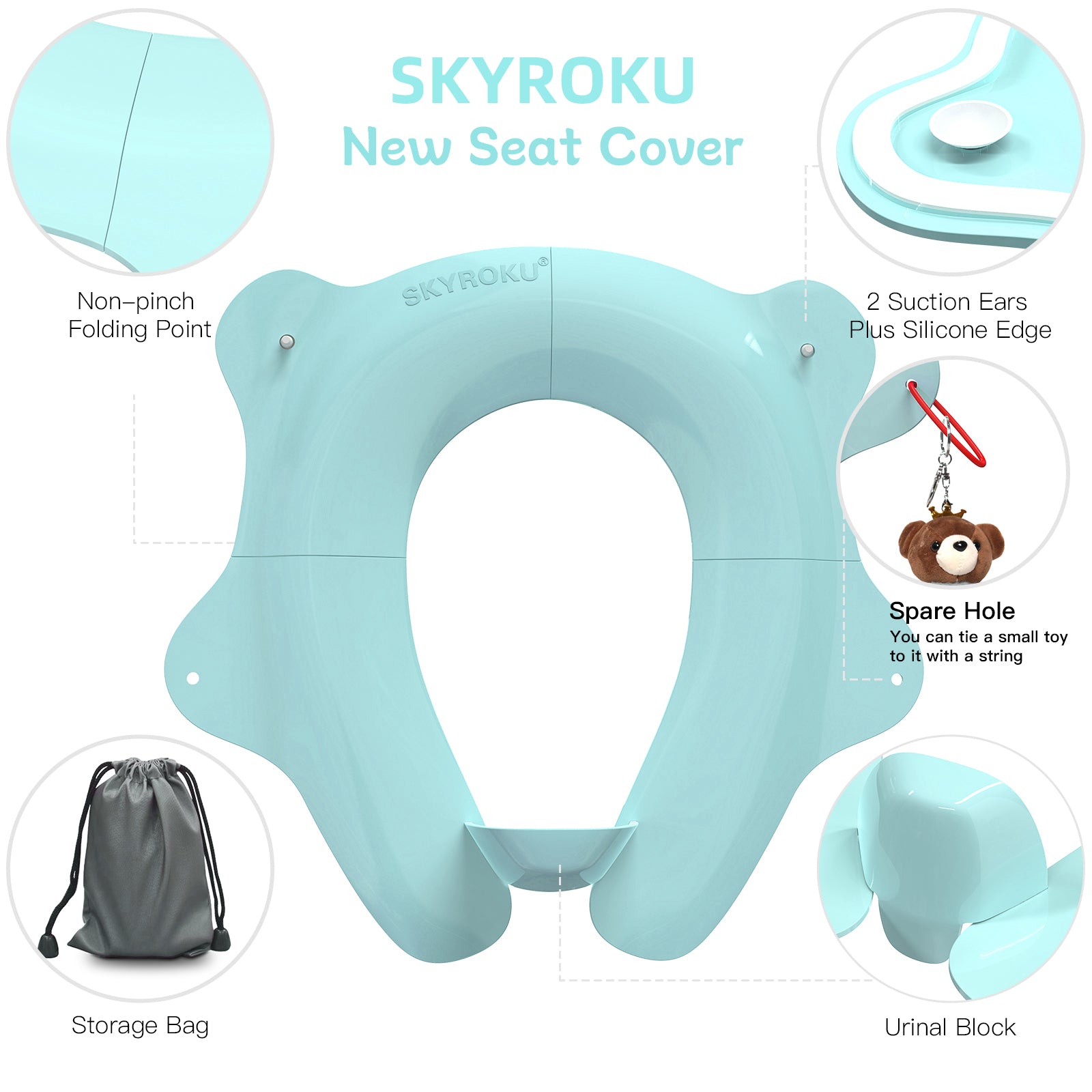 SKYROKU Folding Travel Potty Seat Toilettenaufsatz Blau