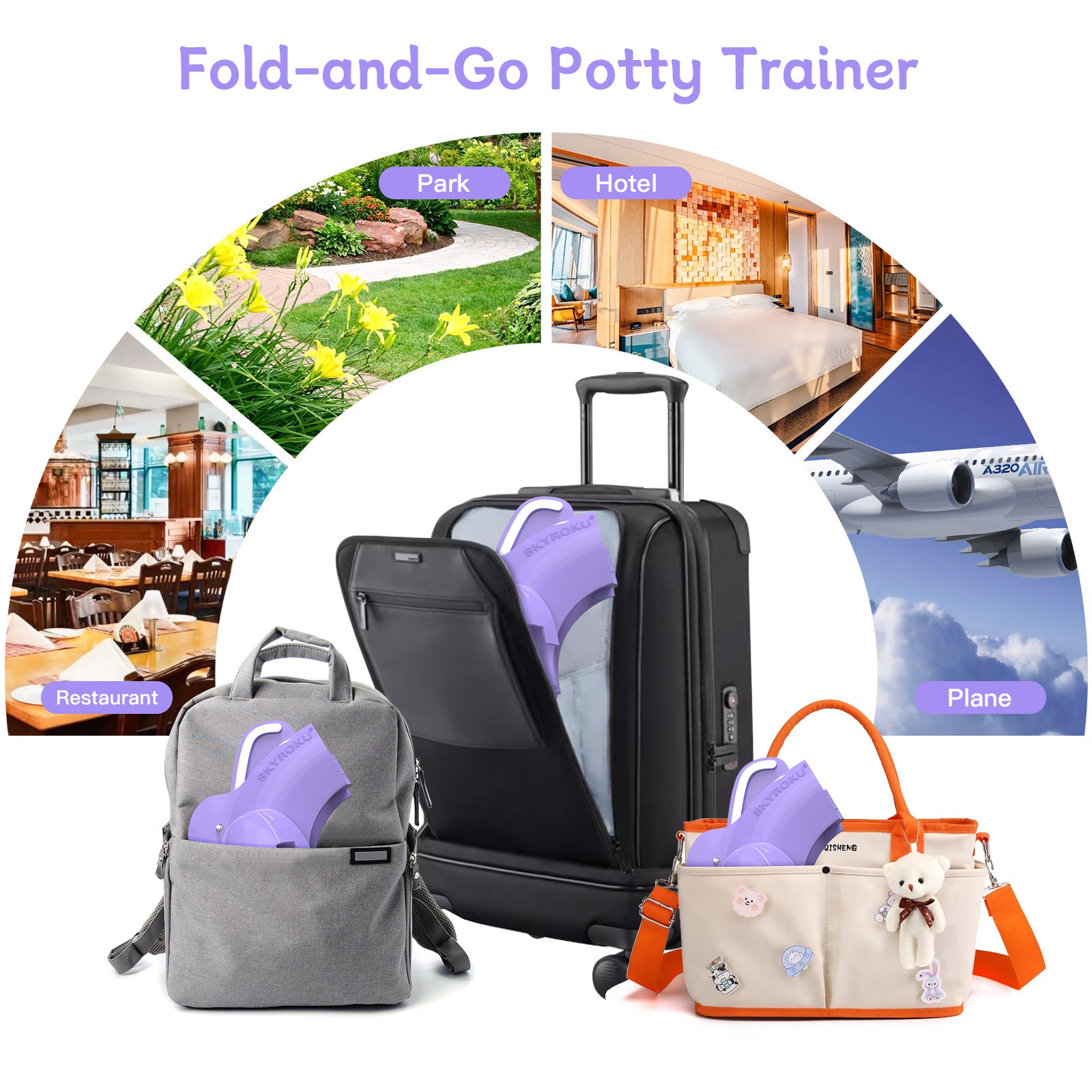 SKYROKU Folding Travel Potty Seat Toilettensitz Lila