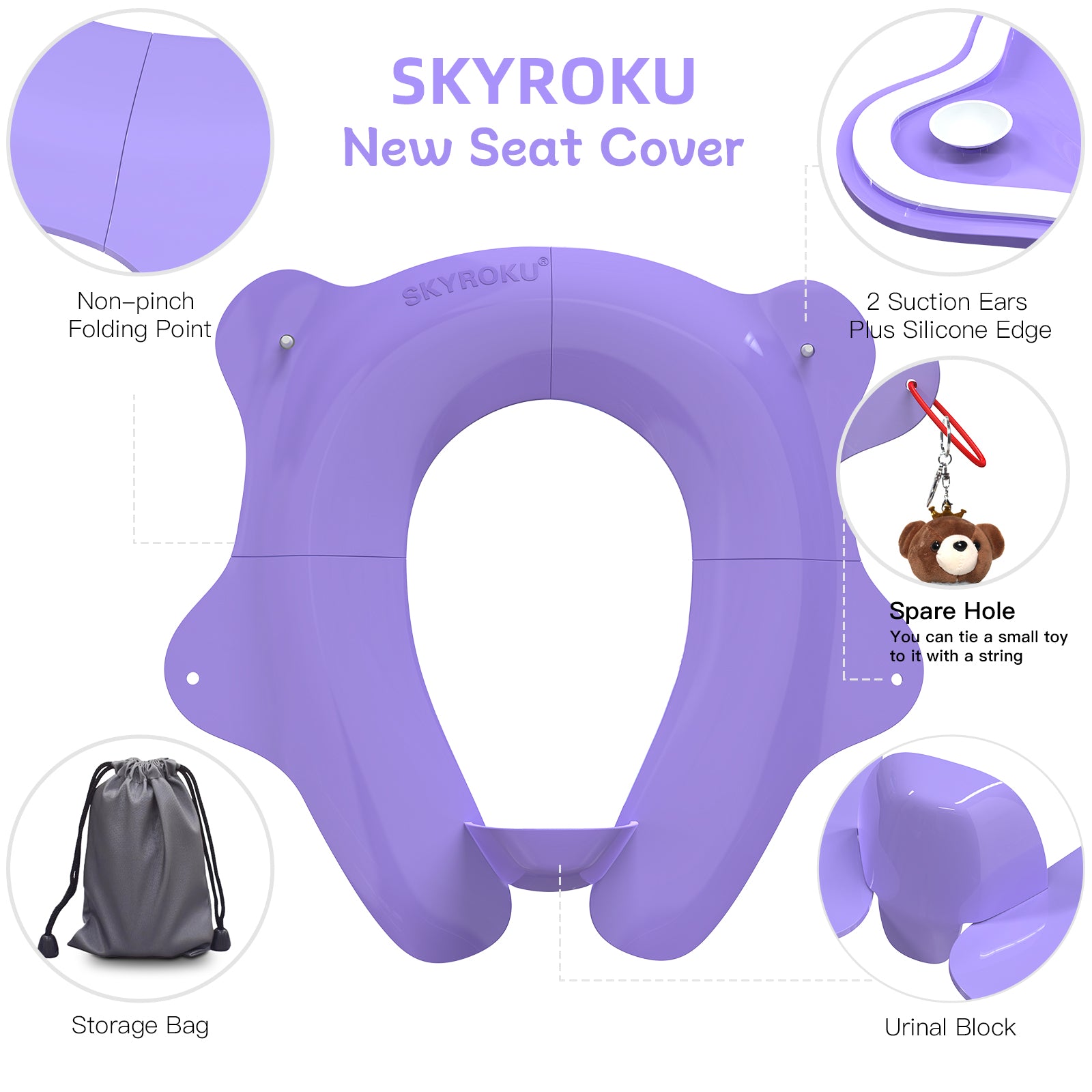 SKYROKU Folding Travel Potty Seat Toilettensitz Lila