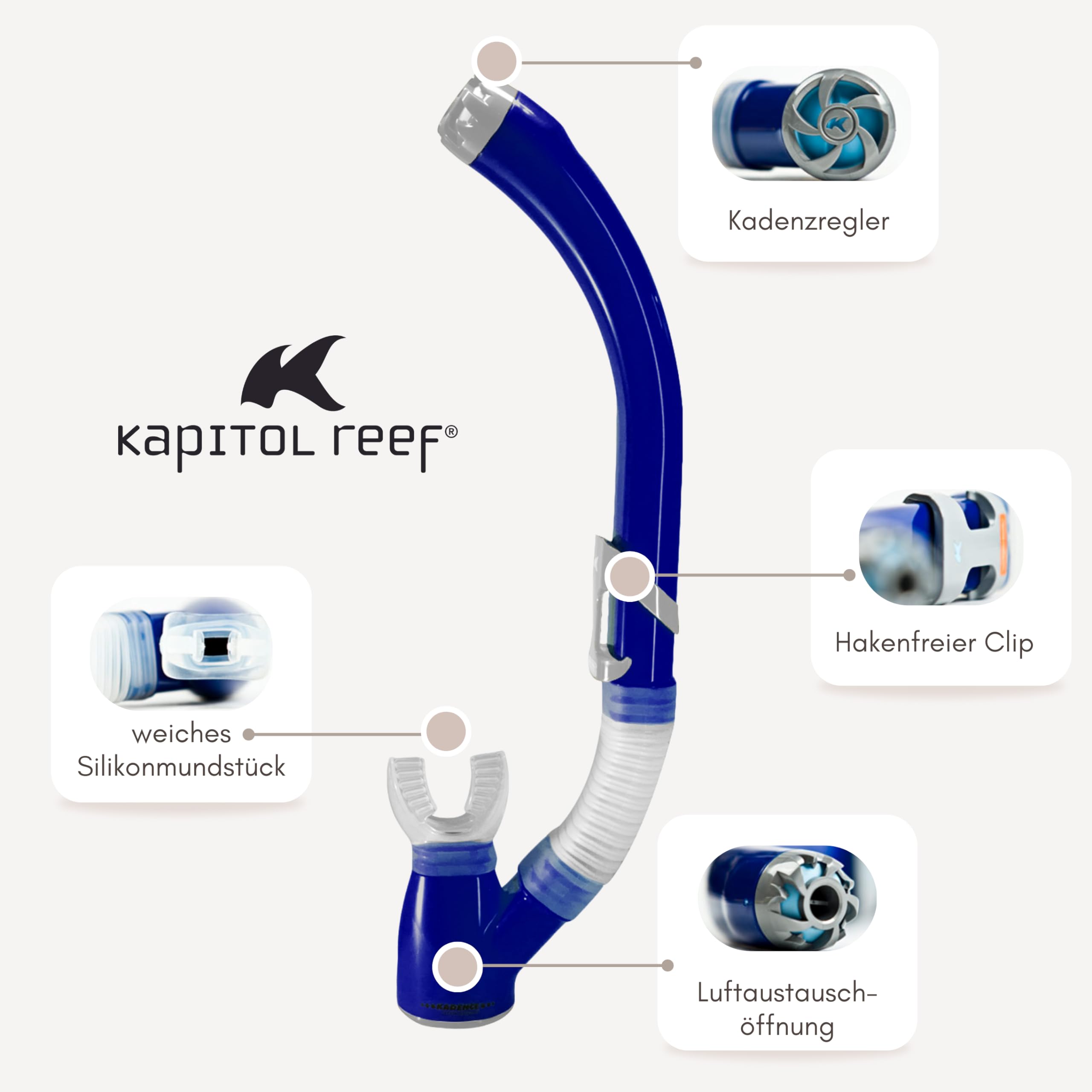 Kapitol Reef Profi Schnorchel Deep Blue Ventil Silikon