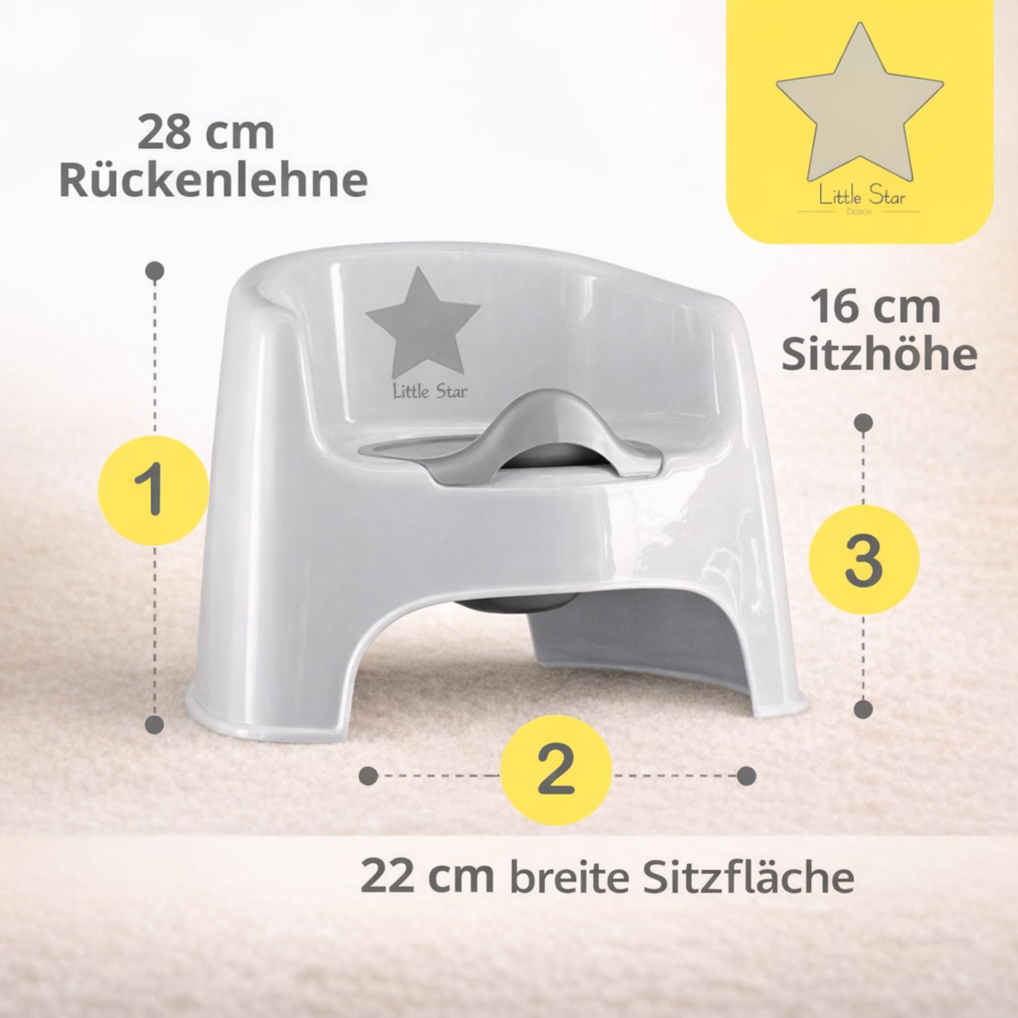 Little Star Topfstuhl mit Bilderbuch und Spritzschutz