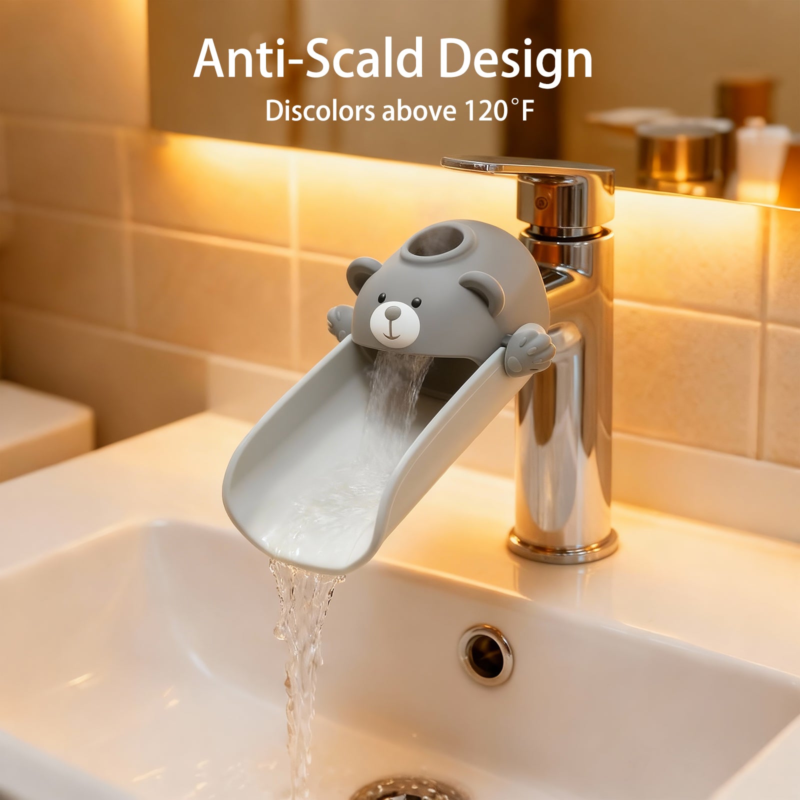 SKYROKU Bear Faucet Extender Wasserhahnverlängerung Grau 2er Pack