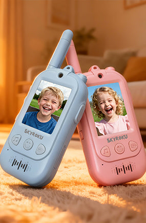 SKYROKU Video Walkie Talkies Funkgerät Blau-Pink 2er-Set