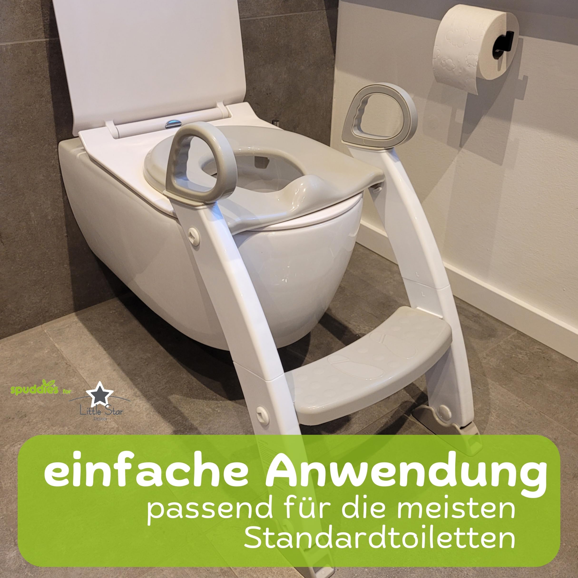 Little Star Spuddies Toilettensitz mit Leiter Weiß-Grau klappbar