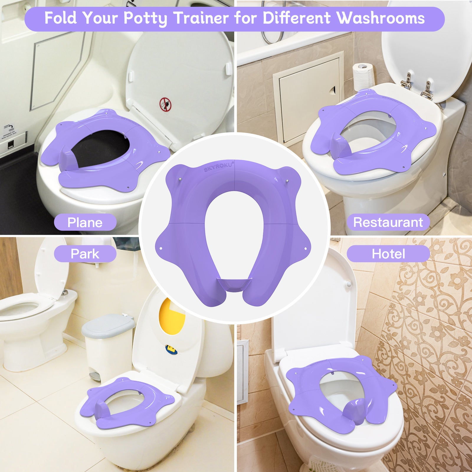 SKYROKU Folding Travel Potty Seat Toilettensitz Lila