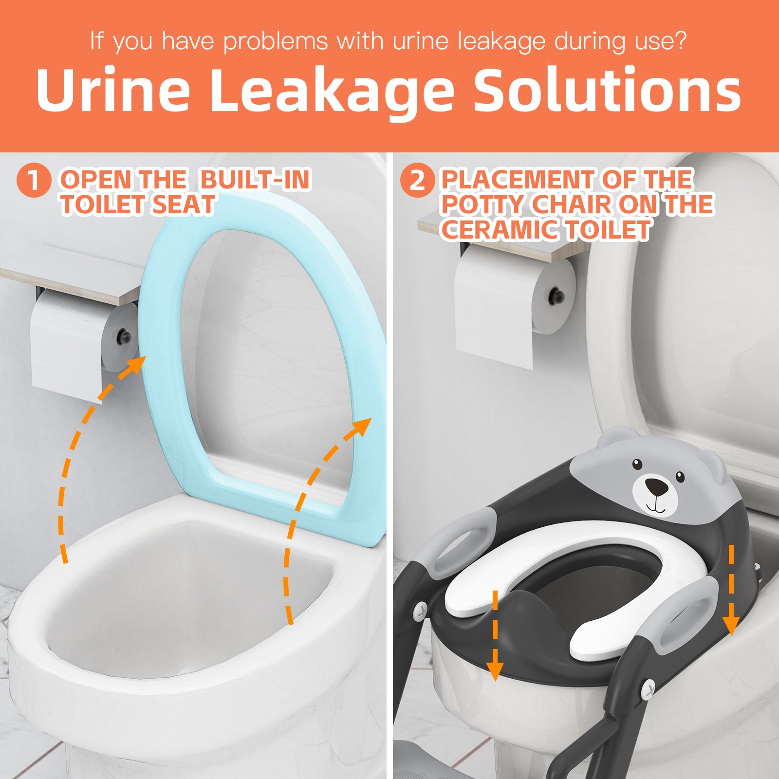 SKYROKU 8899Pro 2in1 Toilettensitz mit Treppe Schwarz rutschfest