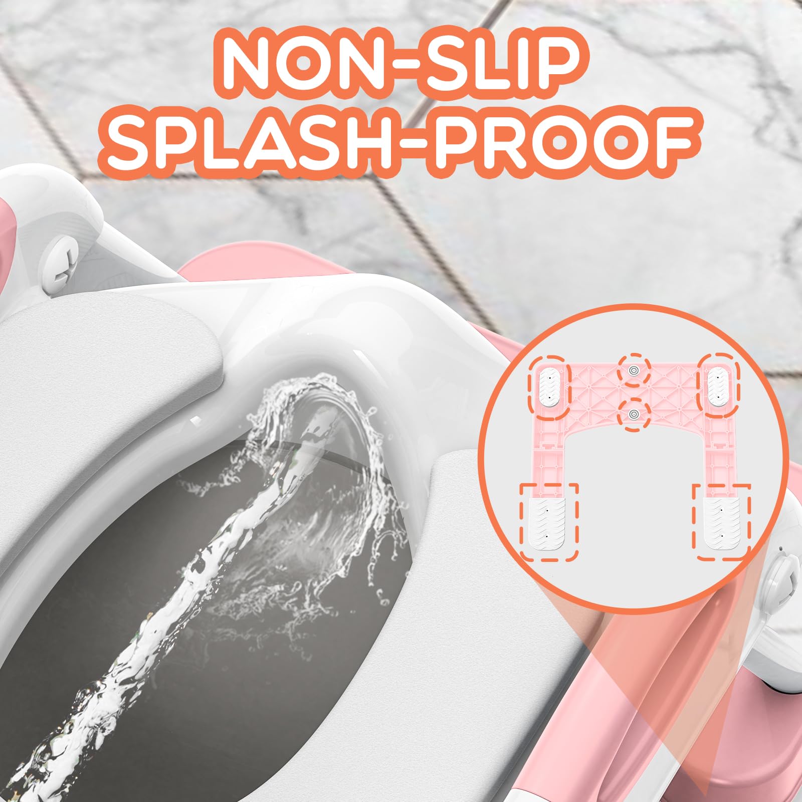 SKYROKU 8899 Toilettensitz mit Treppe rosa 2in1