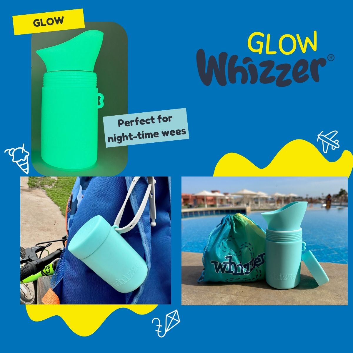Kiddiwhizz GloWhizzer Reiseurinal Kids 250ml nachtleuchtend